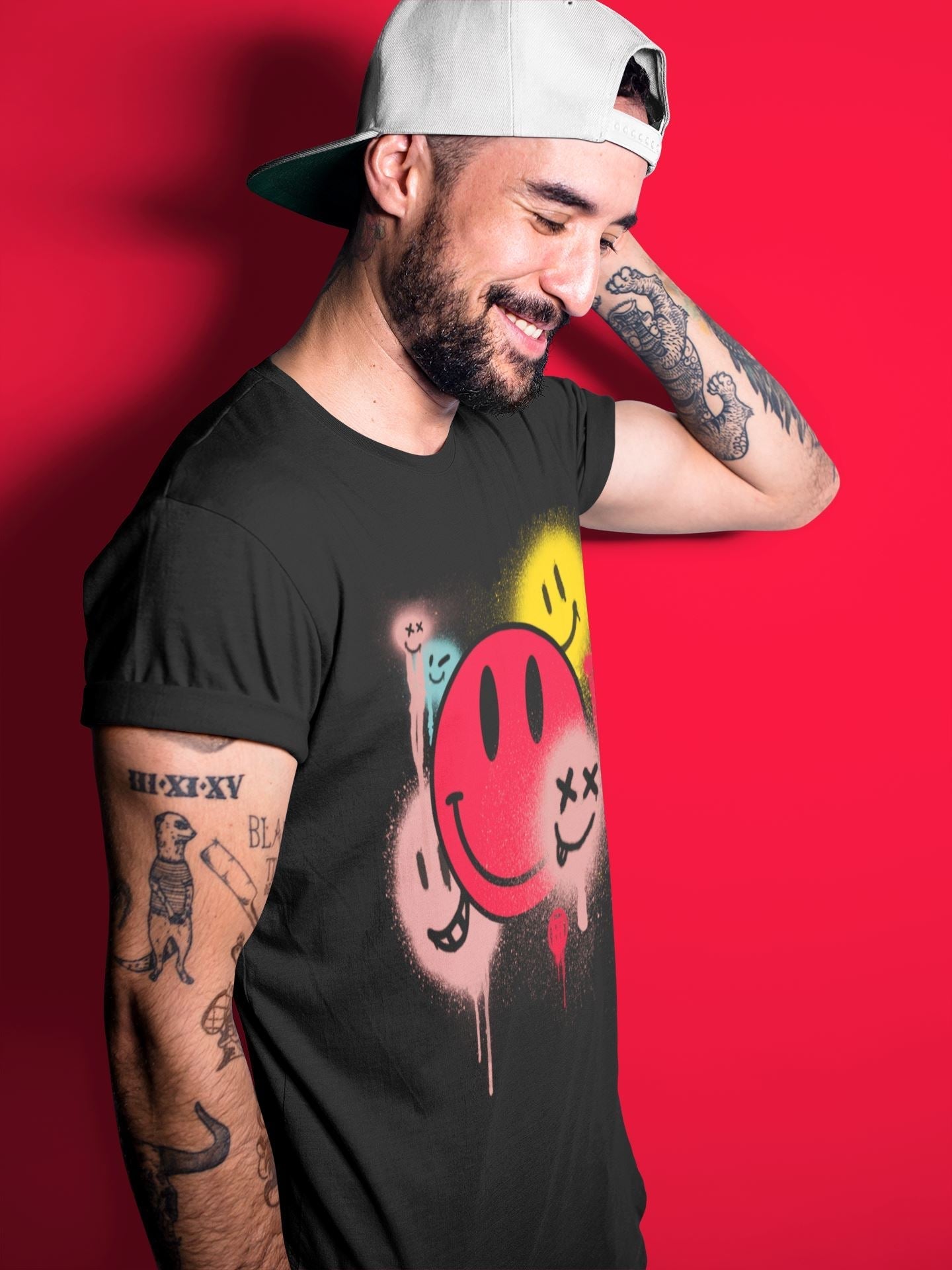 Smile Painting Unisex Tops - Yeezy 700 Hi-Res Red