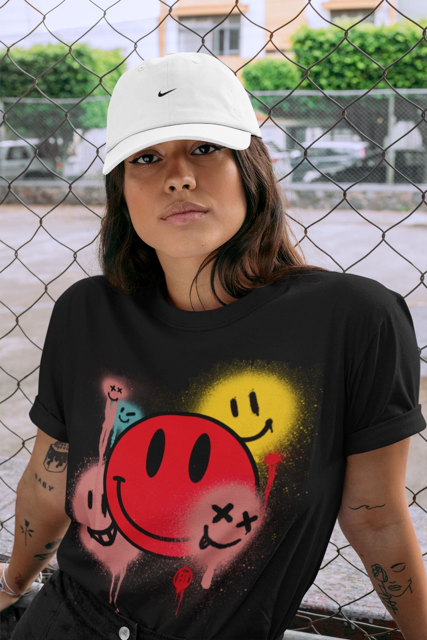 Smile Painting Unisex Tops - Yeezy 700 Hi-Res Red