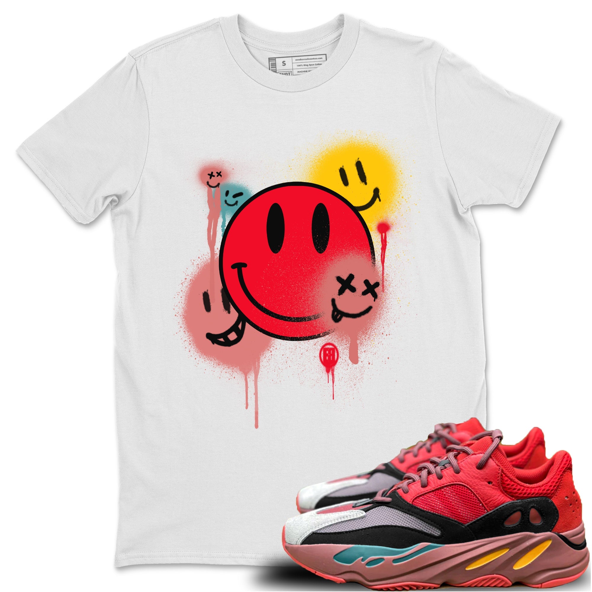 Smile Painting Unisex Tops - Yeezy 700 Hi-Res Red