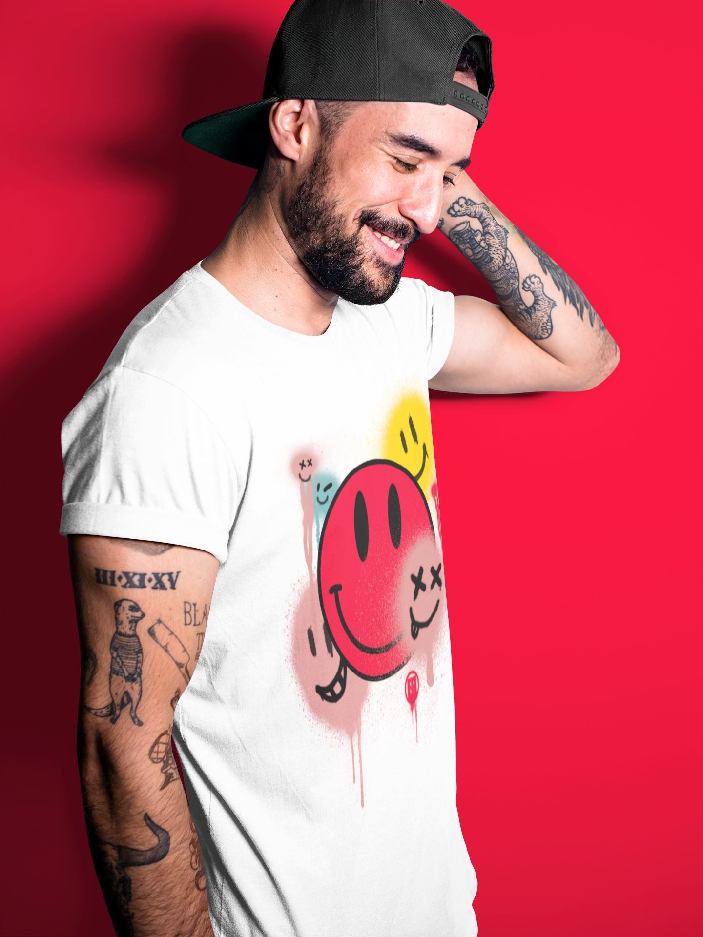 Smile Painting Unisex Tops - Yeezy 700 Hi-Res Red