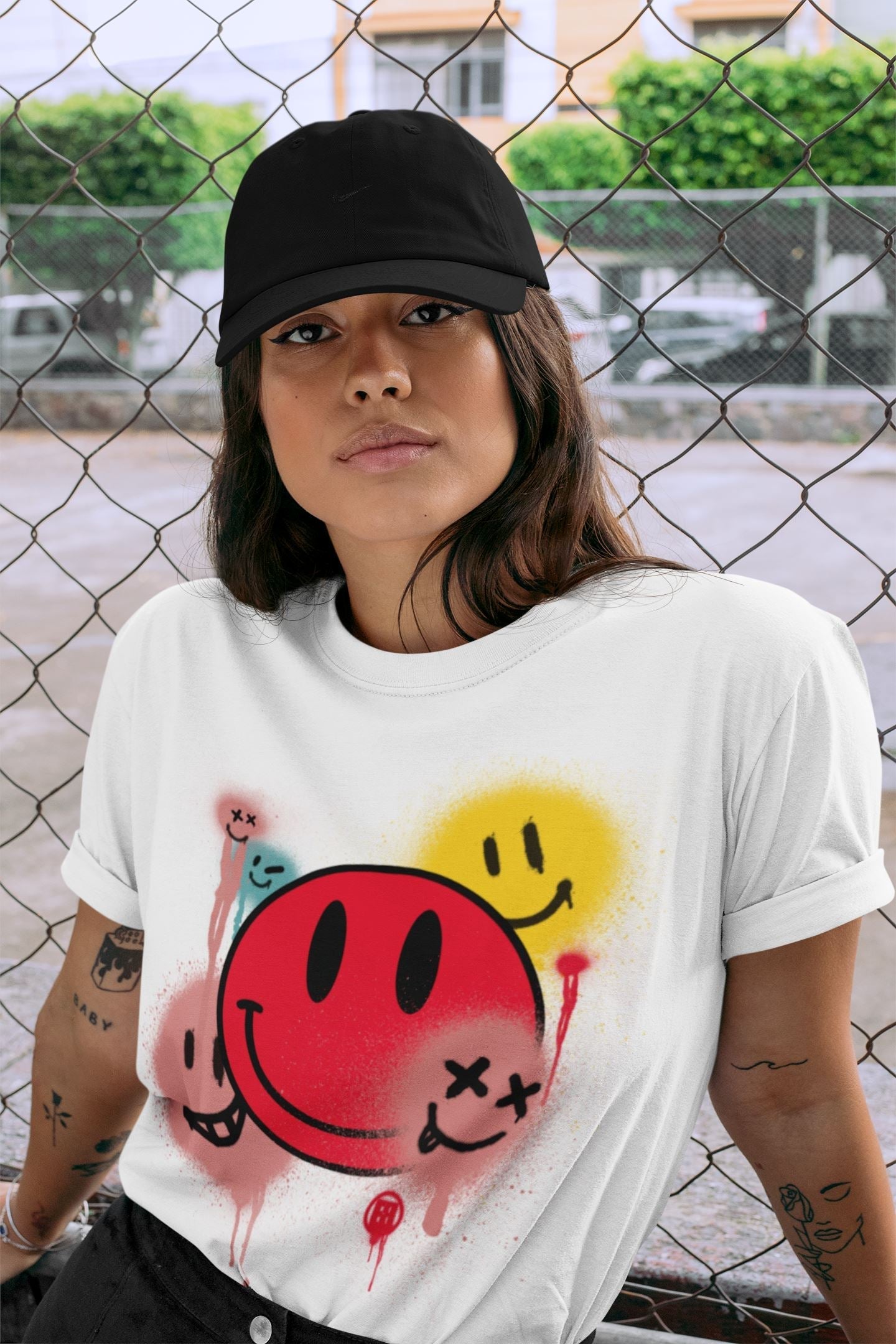 Smile Painting Unisex Tops - Yeezy 700 Hi-Res Red
