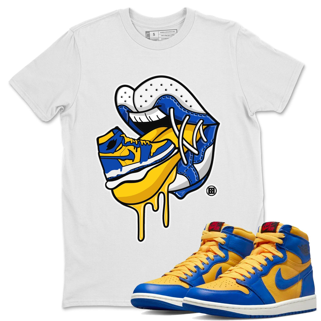 Sneaker Addiction 2 Unisex Tops - Air Jordan 1 Game Royal Varsity Maize