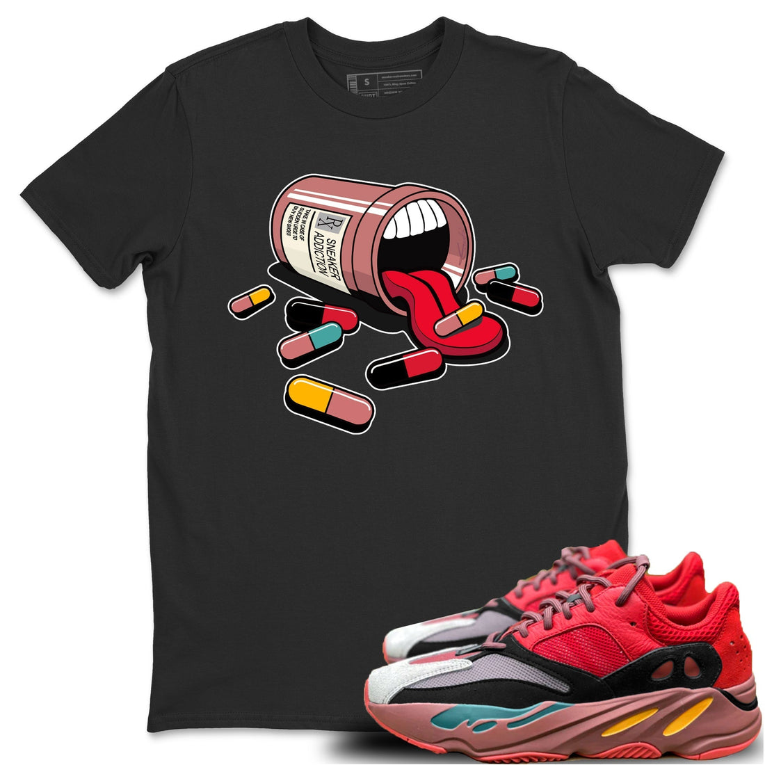 Sneaker Addiction Unisex Tops - Yeezy 700 Hi-Res Red