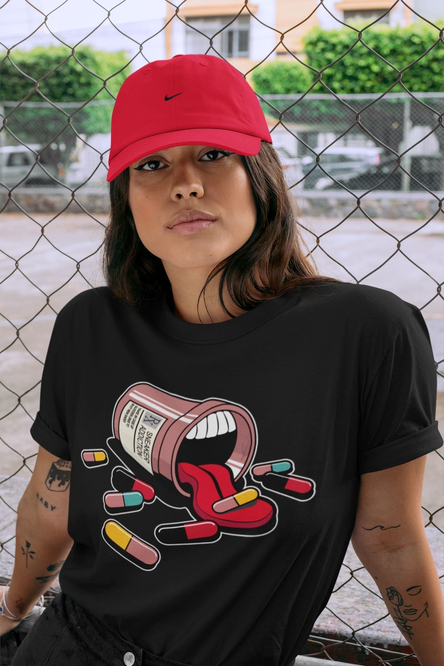 Sneaker Addiction Unisex Tops - Yeezy 700 Hi-Res Red