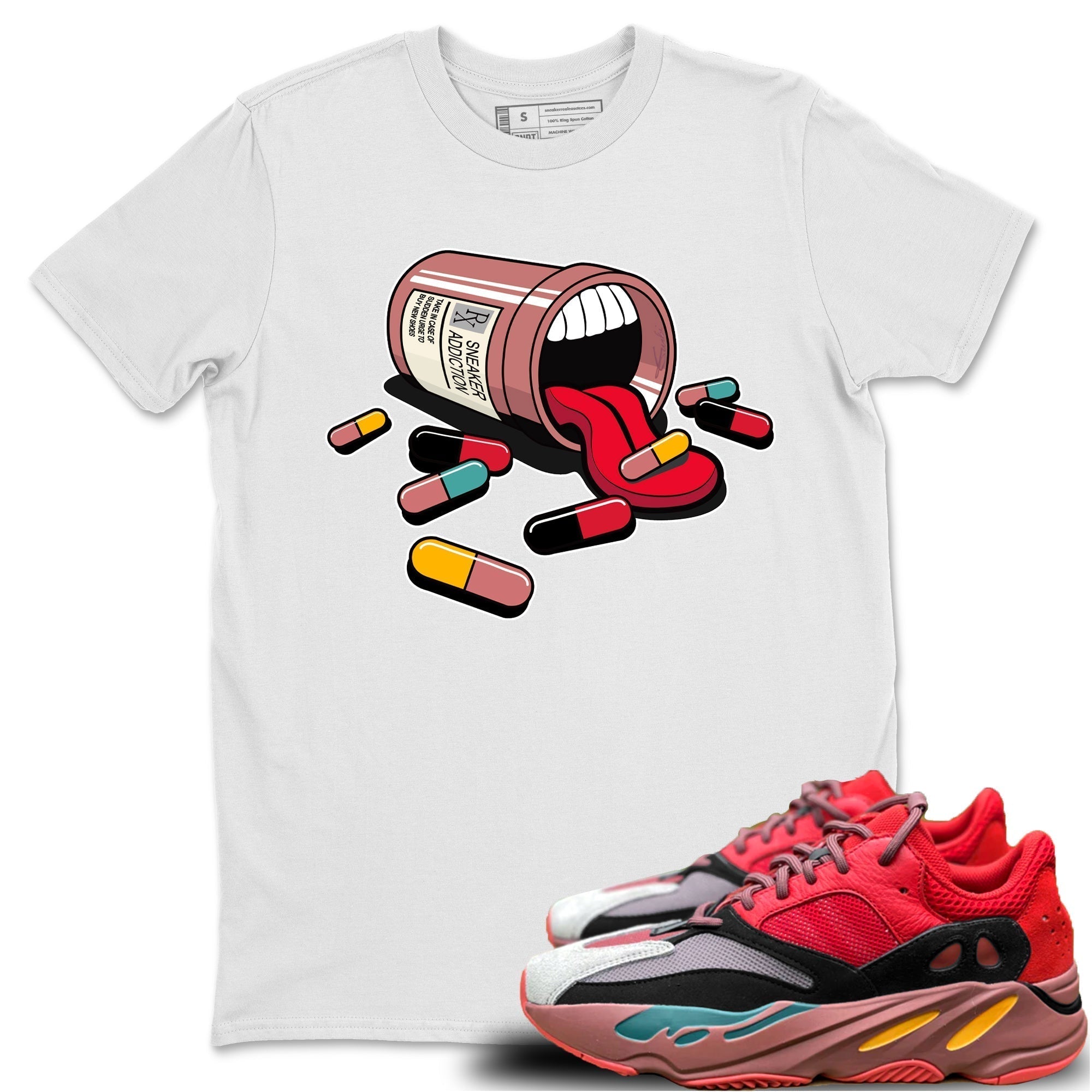 Sneaker Addiction Unisex Tops - Yeezy 700 Hi-Res Red