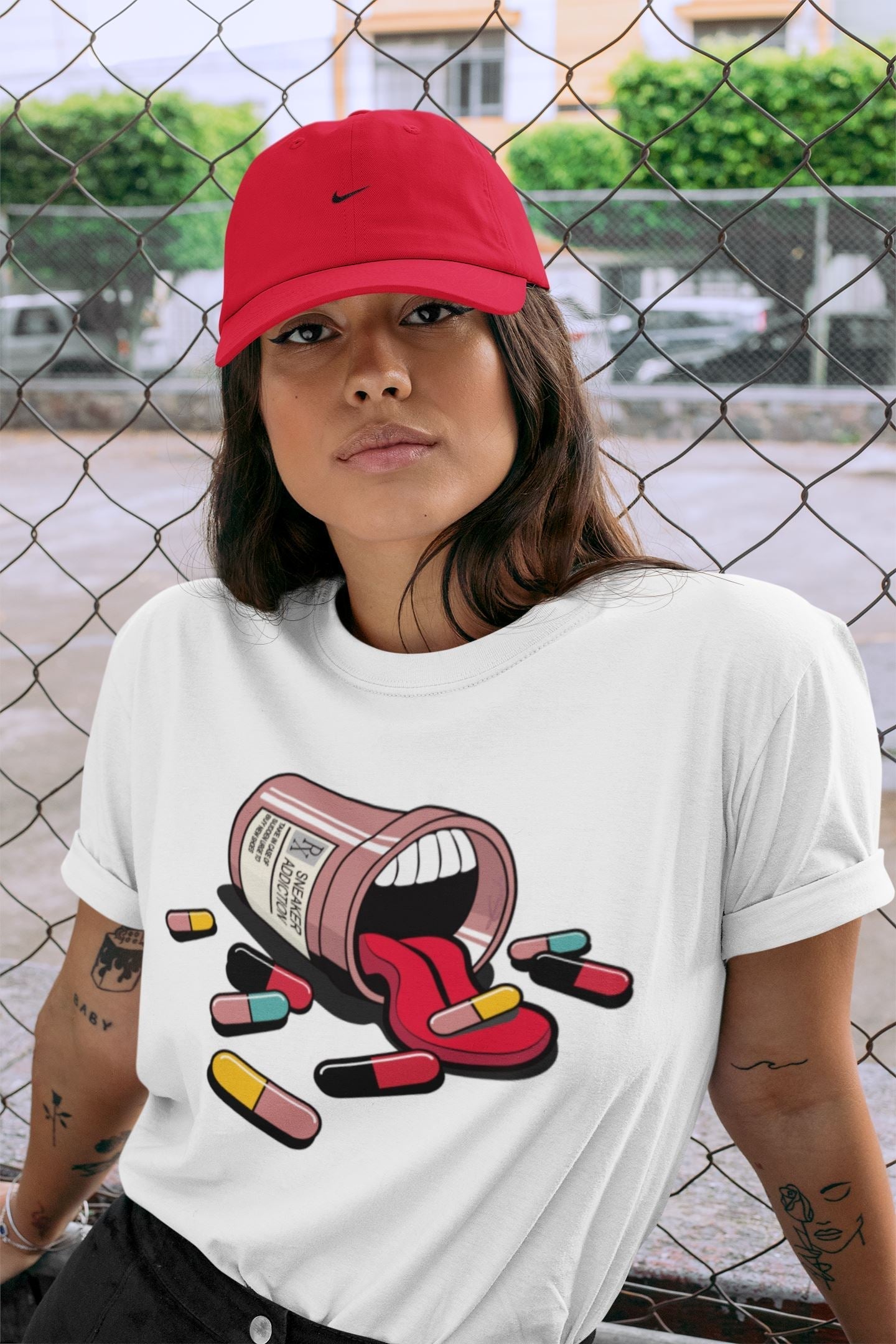 Sneaker Addiction Unisex Tops - Yeezy 700 Hi-Res Red