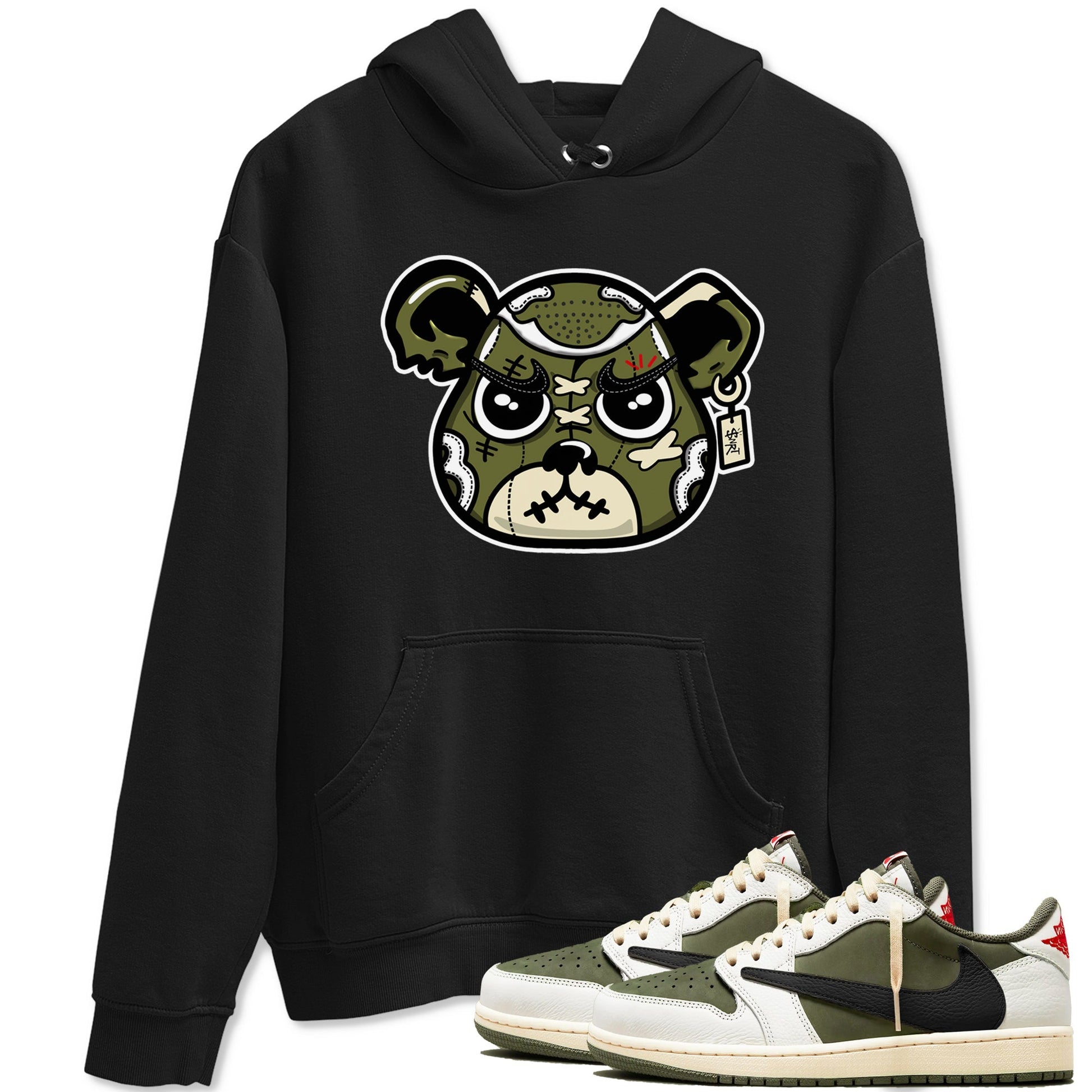 Sneaker Bear Face Sneaker Tees - Air Jordan 1 Travis Scott Medium Olive