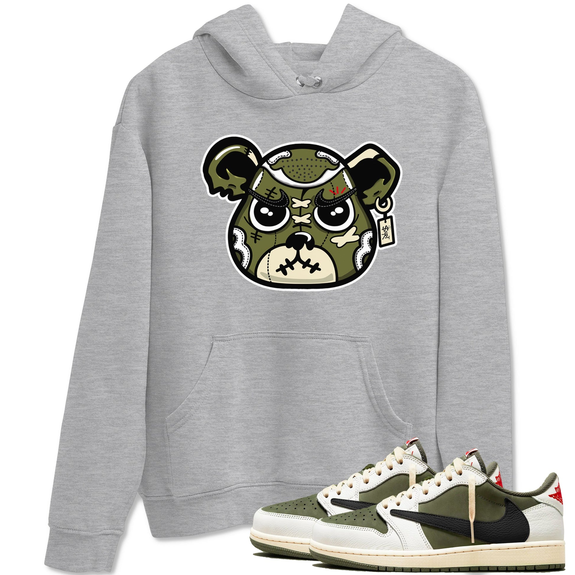 Sneaker Bear Face Sneaker Tees - Air Jordan 1 Travis Scott Medium Olive