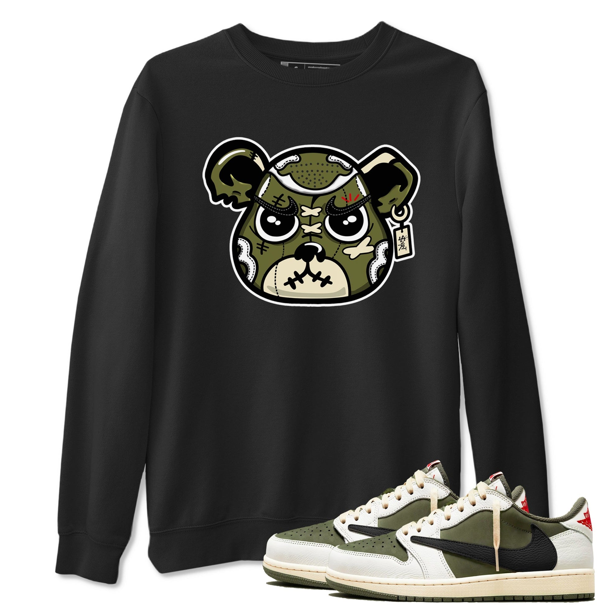 Sneaker Bear Face Sneaker Tees - Air Jordan 1 Travis Scott Medium Olive