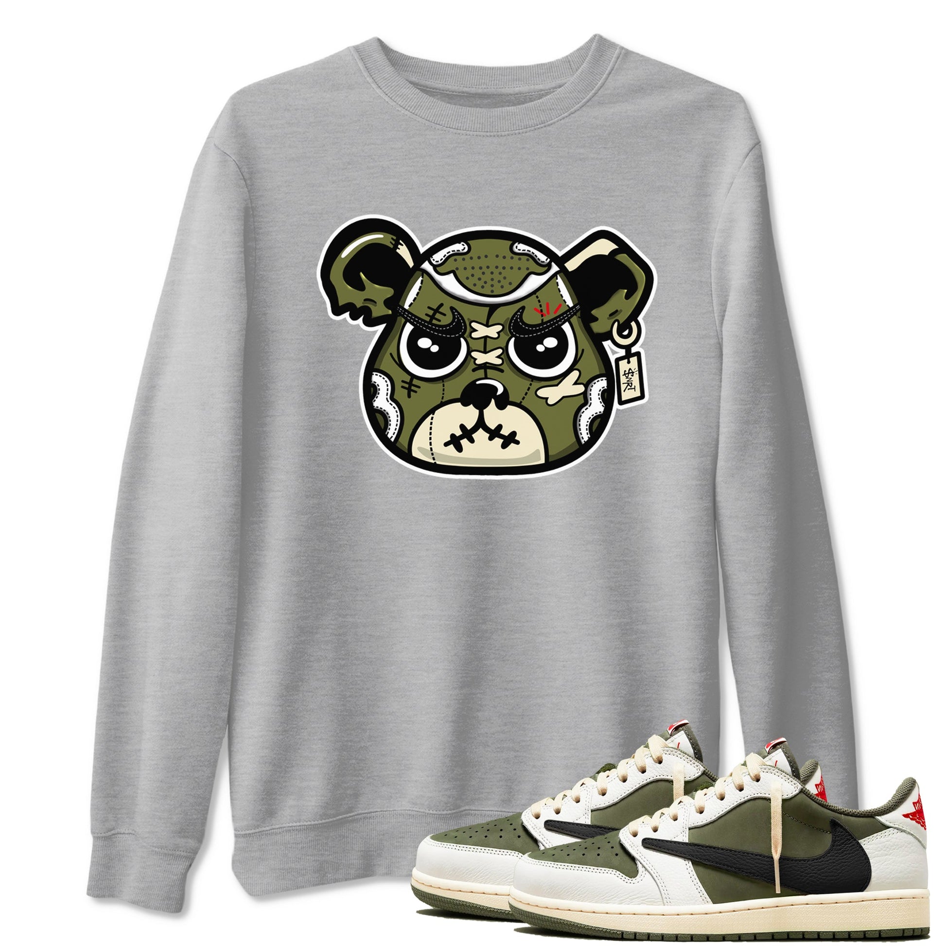 Sneaker Bear Face Sneaker Tees - Air Jordan 1 Travis Scott Medium Olive