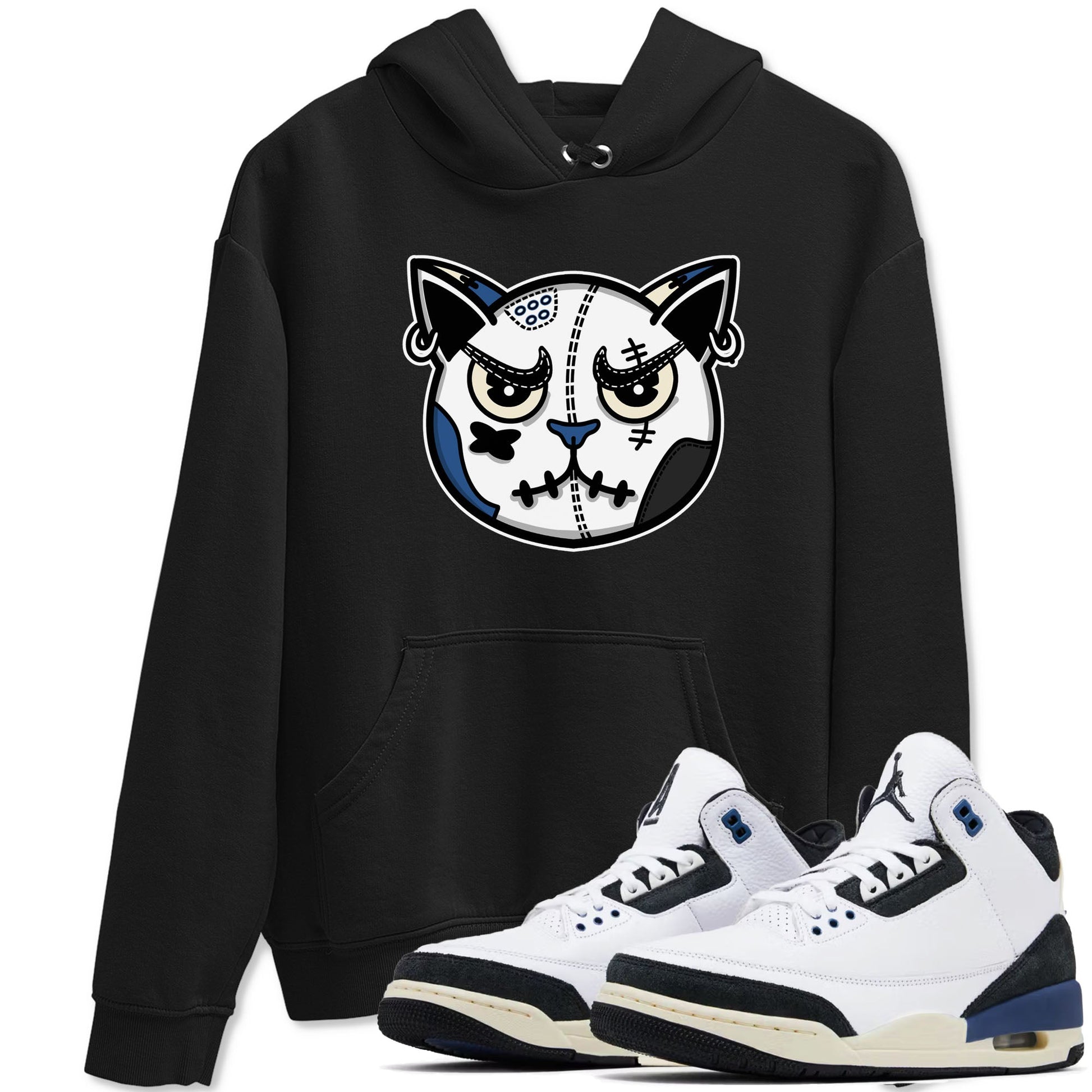Sneaker Cat Face Sneaker Tees - Air Jordan 3 A Ma Maniere x Diffused Blue