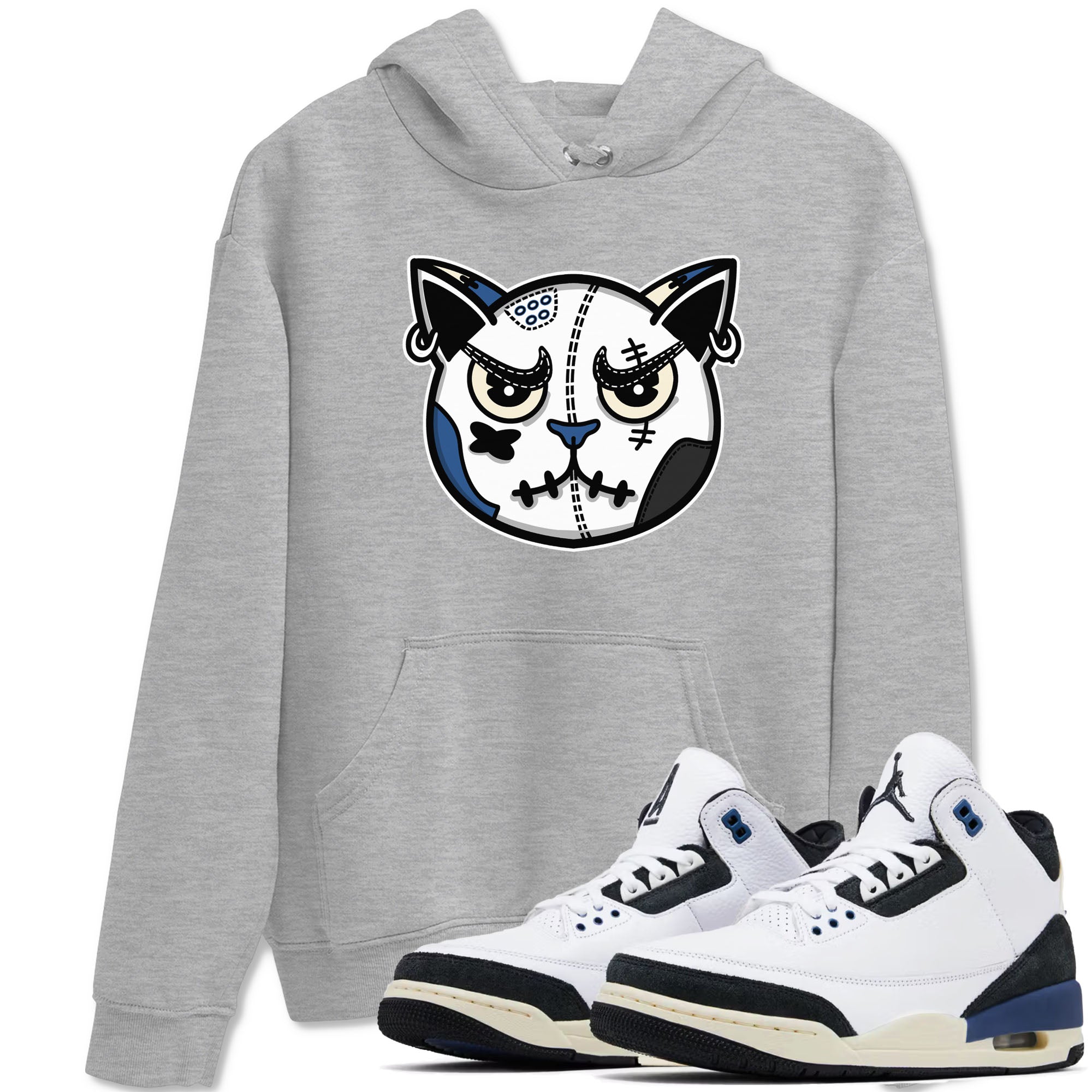 Sneaker Cat Face Sneaker Tees - Air Jordan 3 A Ma Maniere x Diffused Blue