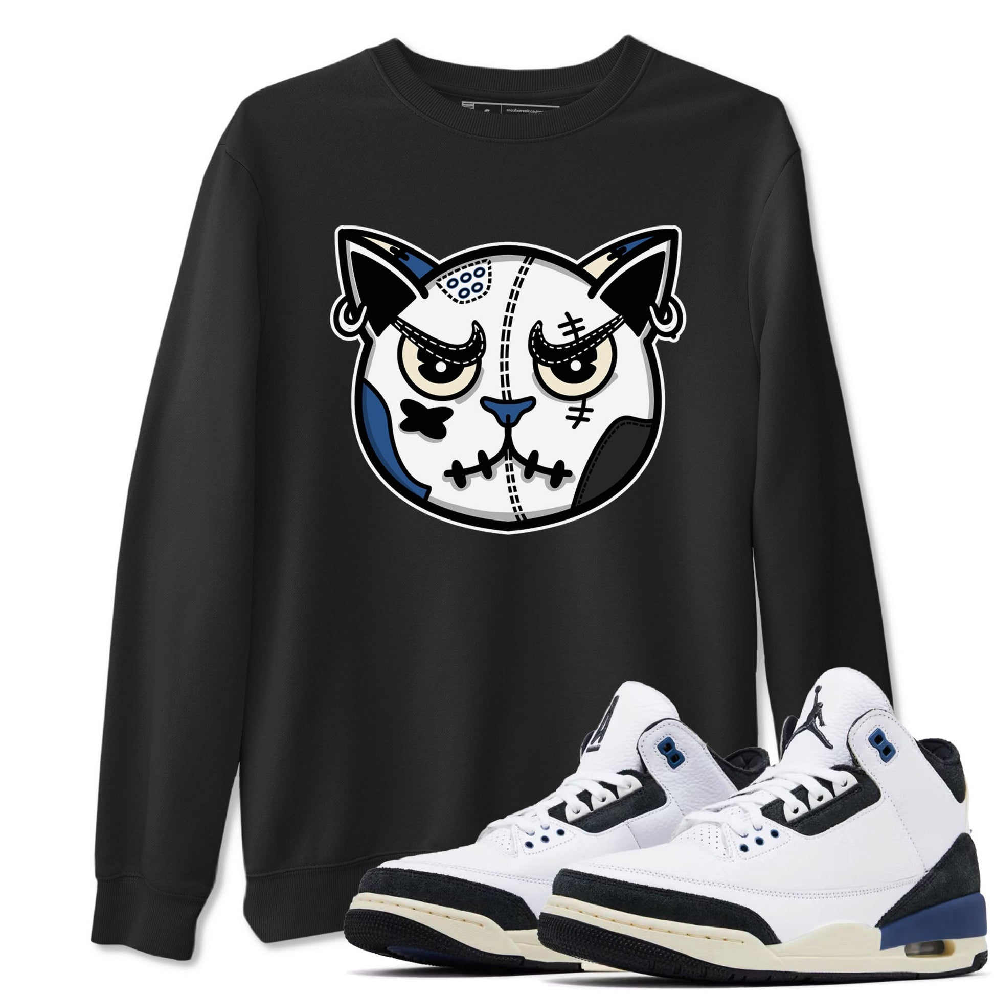 Sneaker Cat Face Sneaker Tees - Air Jordan 3 A Ma Maniere x Diffused Blue