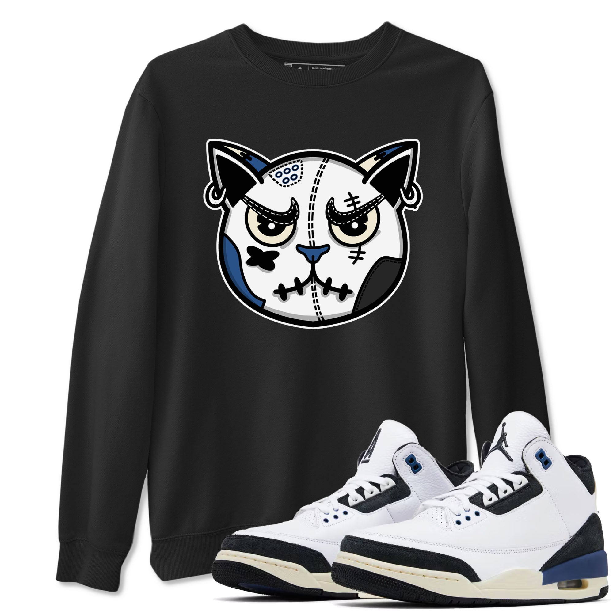Sneaker Cat Face Sneaker Tees - Air Jordan 3 A Ma Maniere x Diffused Blue