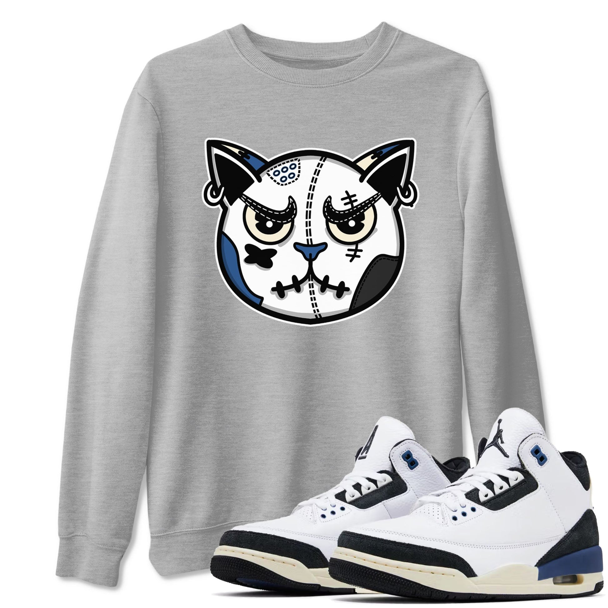 Sneaker Cat Face Sneaker Tees - Air Jordan 3 A Ma Maniere x Diffused Blue