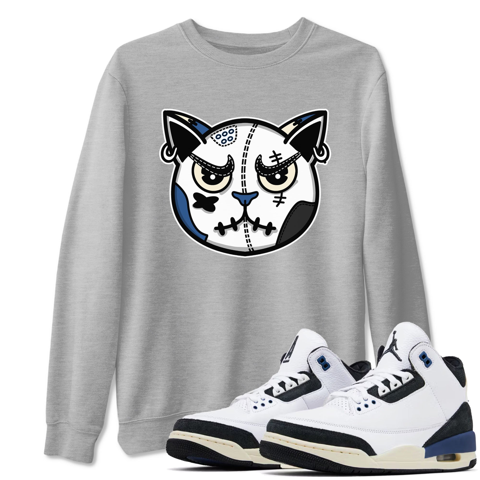 Sneaker Cat Face Sneaker Tees - Air Jordan 3 A Ma Maniere x Diffused Blue