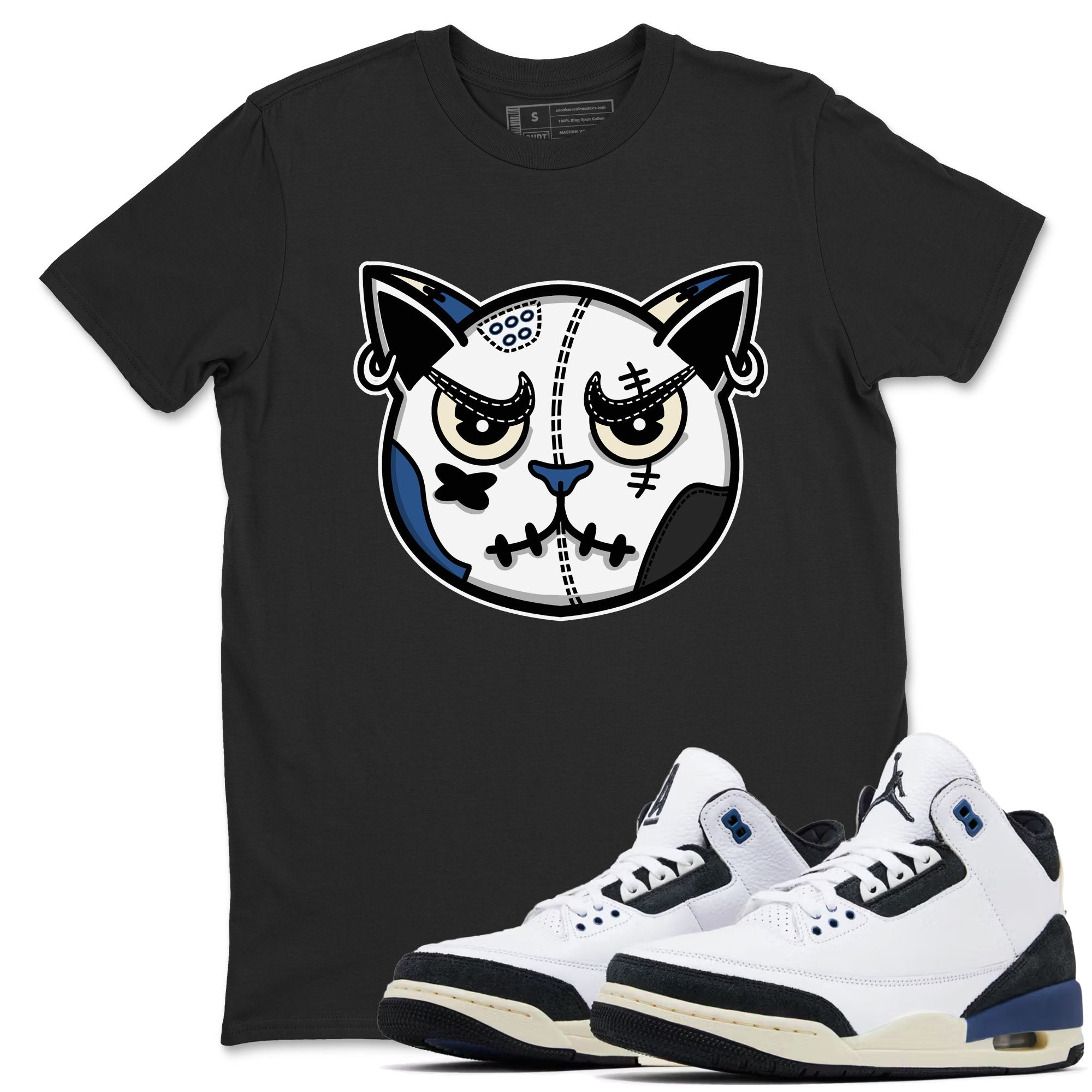 Sneaker Cat Face Sneaker Tees - Air Jordan 3 A Ma Maniere x Diffused Blue