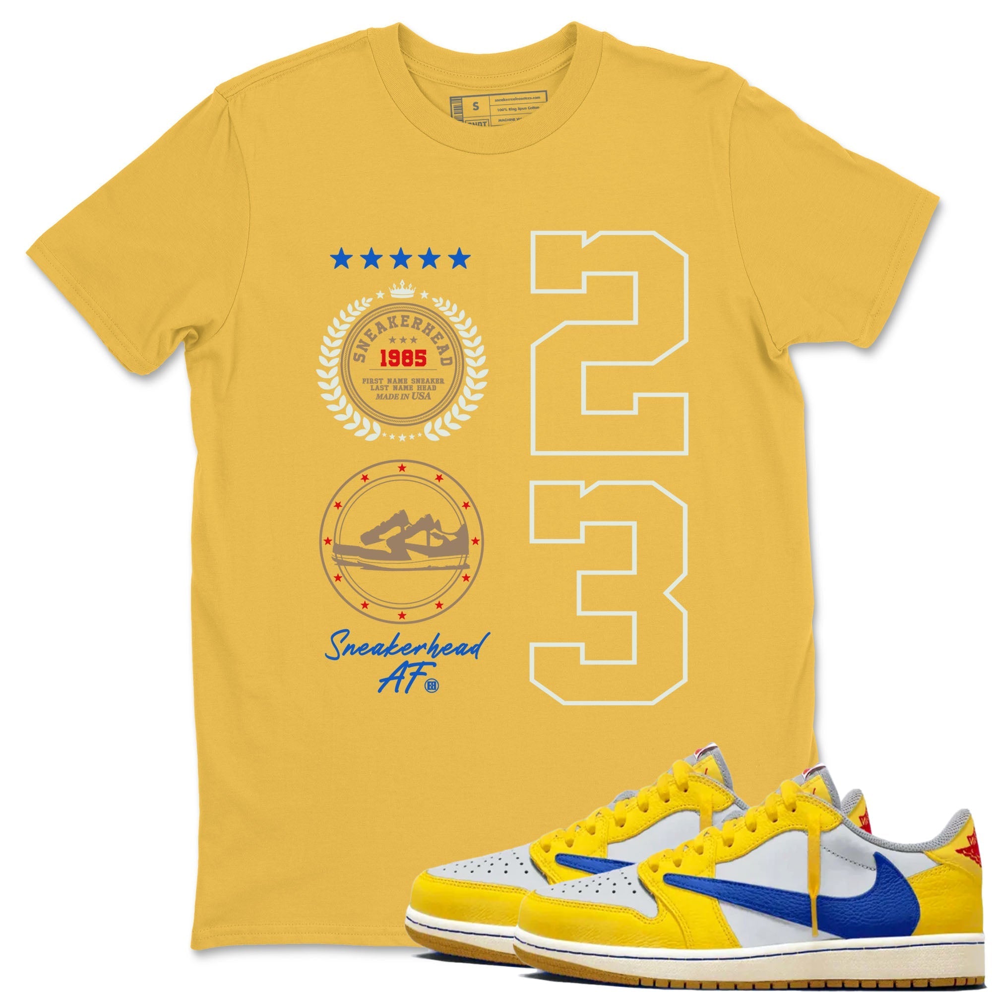 Sneaker Emblem Sneaker Tees - Air Jordan 1 Travis Scott Canary