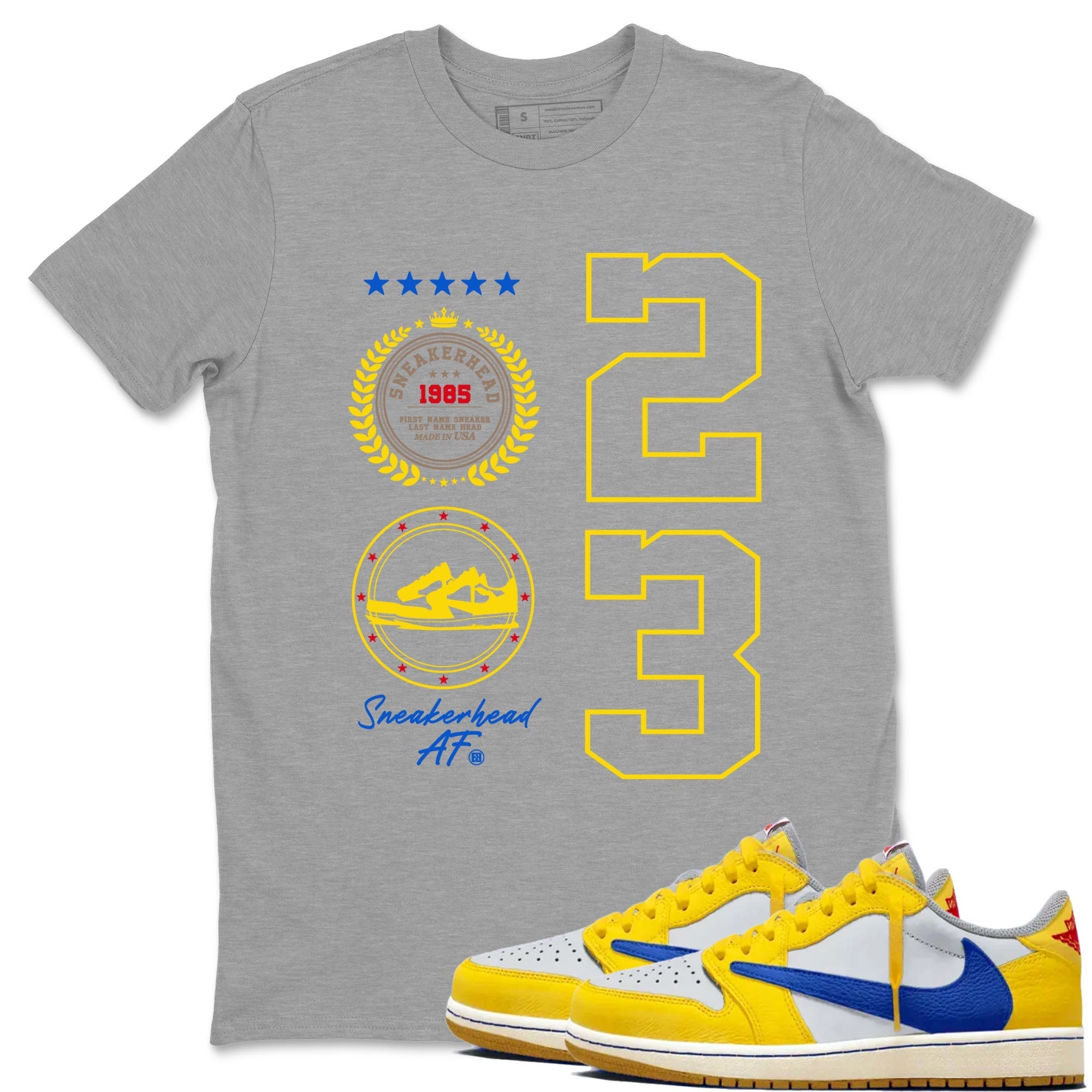 Sneaker Emblem Sneaker Tees - Air Jordan 1 Travis Scott Canary