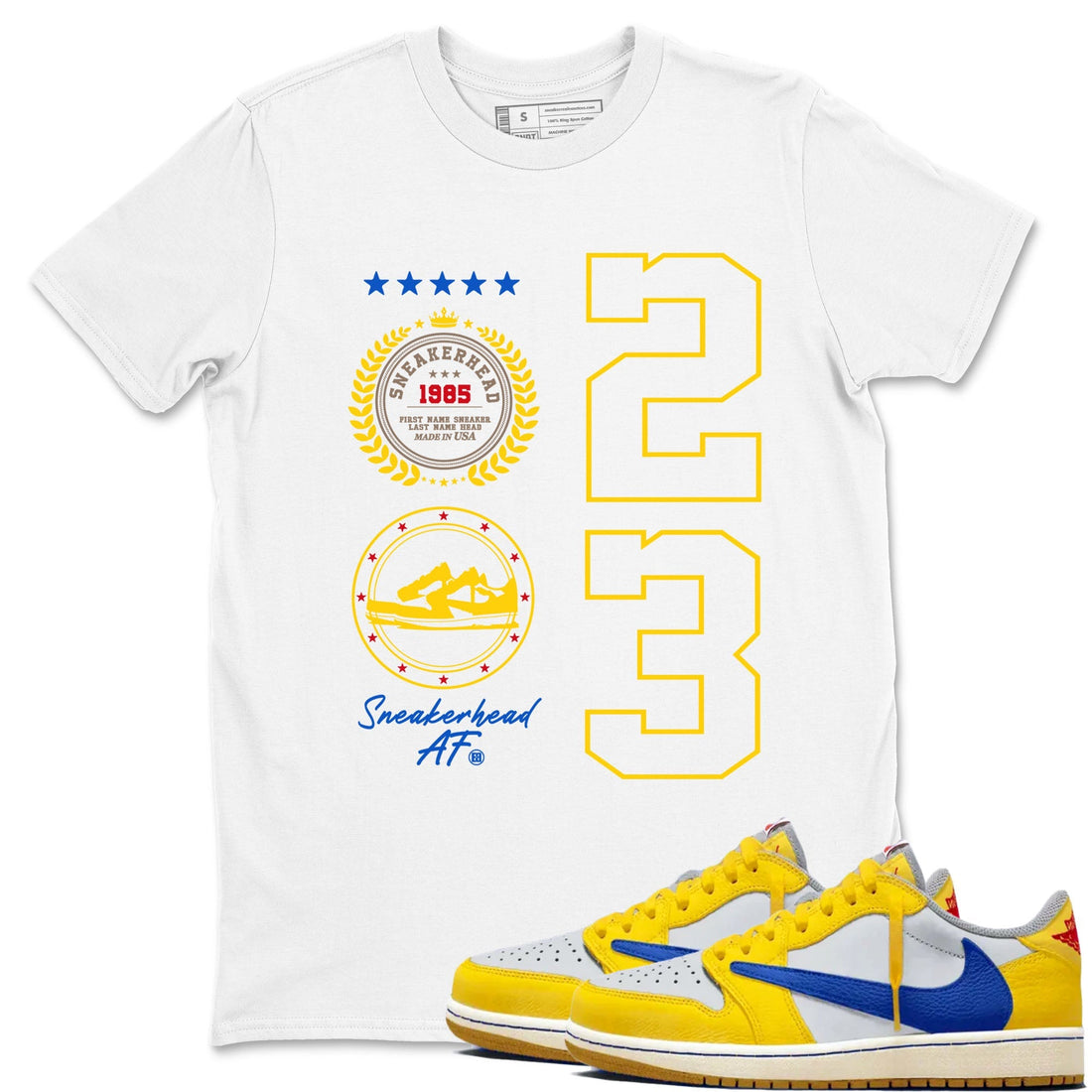 Sneaker Emblem Sneaker Tees - Air Jordan 1 Travis Scott Canary