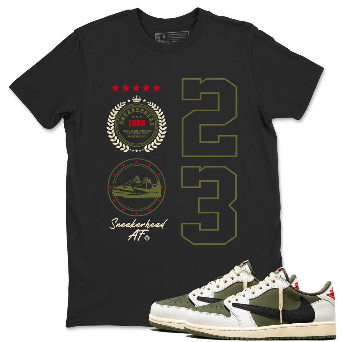 Sneaker Emblem Sneaker Tees - Air Jordan 1 Travis Scott Medium Olive