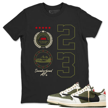Sneaker Emblem Sneaker Tees - Air Jordan 1 Travis Scott Medium Olive