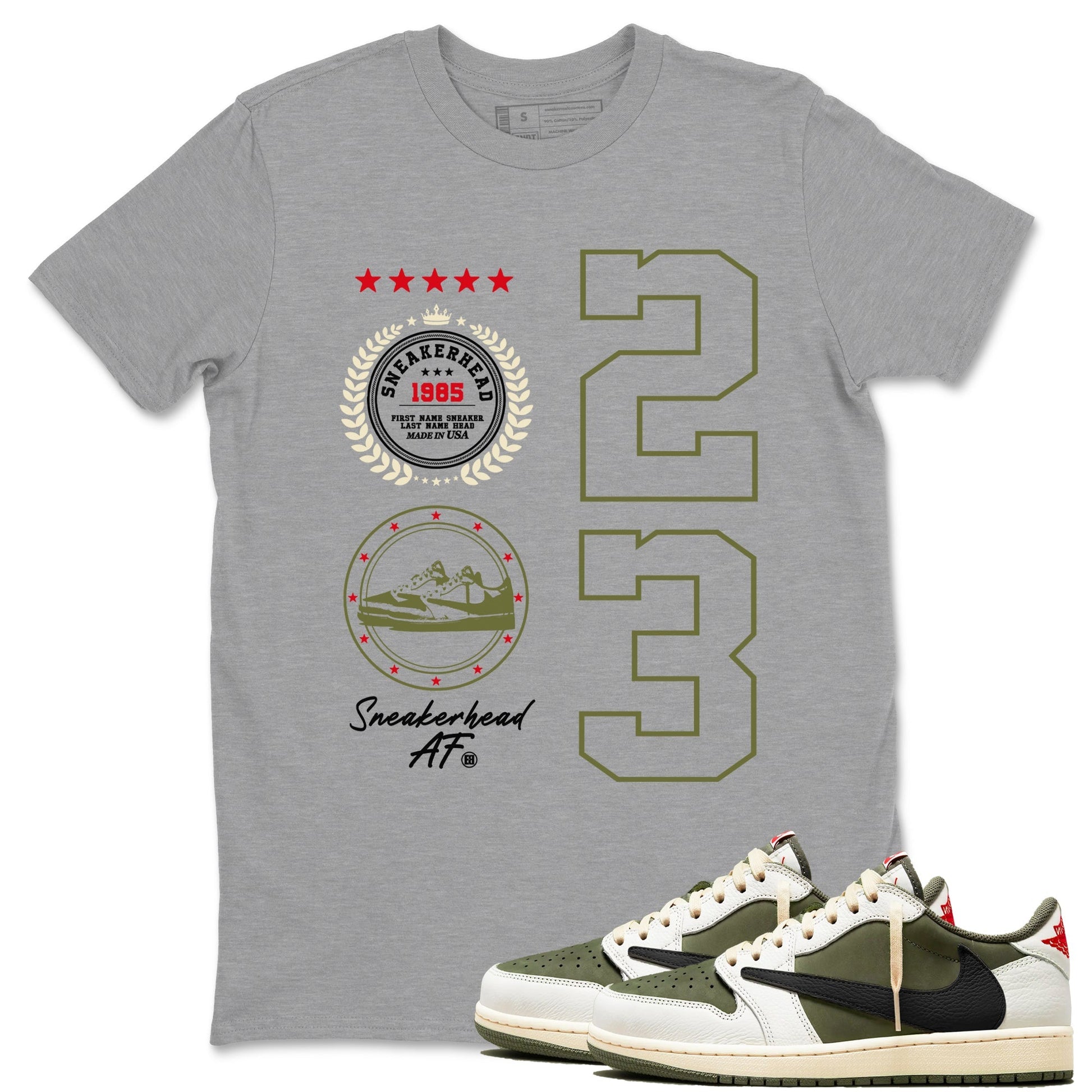 Sneaker Emblem Sneaker Tees - Air Jordan 1 Travis Scott Medium Olive