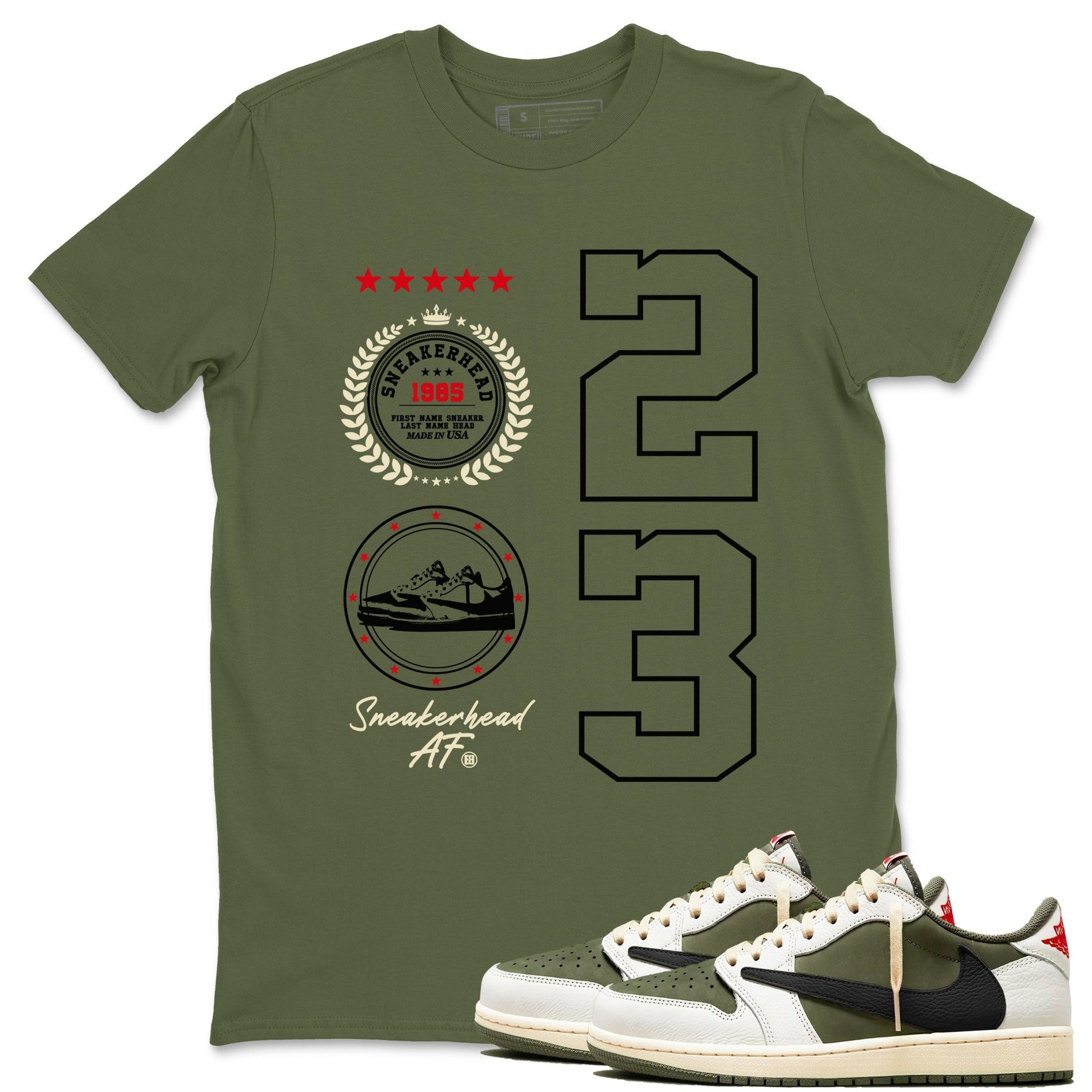 Sneaker Emblem Sneaker Tees - Air Jordan 1 Travis Scott Medium Olive