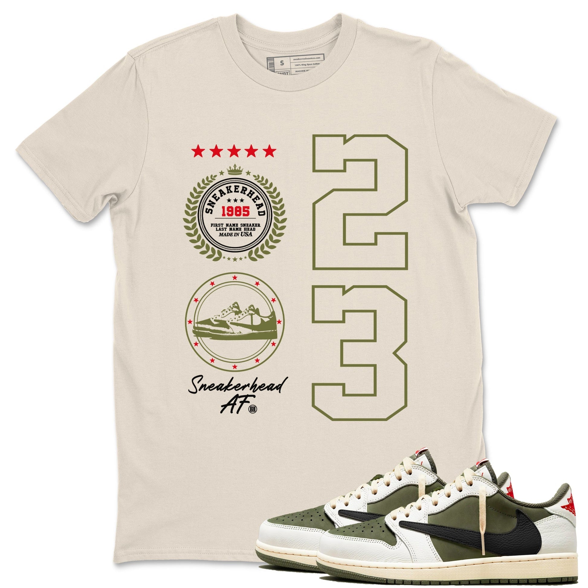 Sneaker Emblem Sneaker Tees - Air Jordan 1 Travis Scott Medium Olive