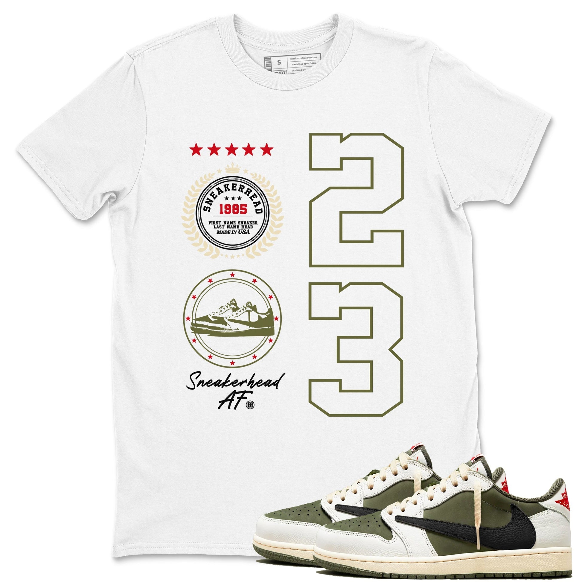 Sneaker Emblem Sneaker Tees - Air Jordan 1 Travis Scott Medium Olive