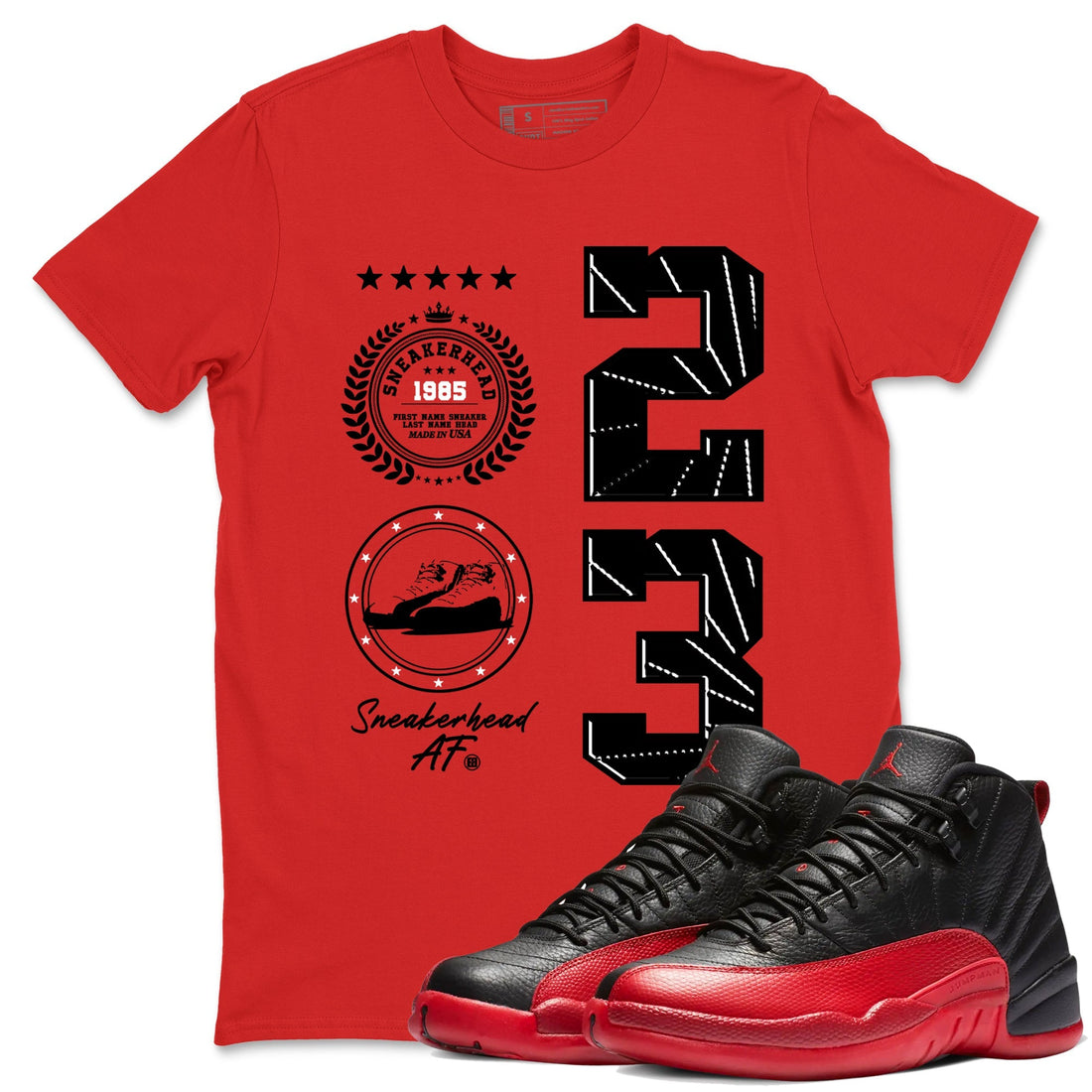 Sneaker Emblem Sneaker Tees - Air Jordan 12 Flu Game