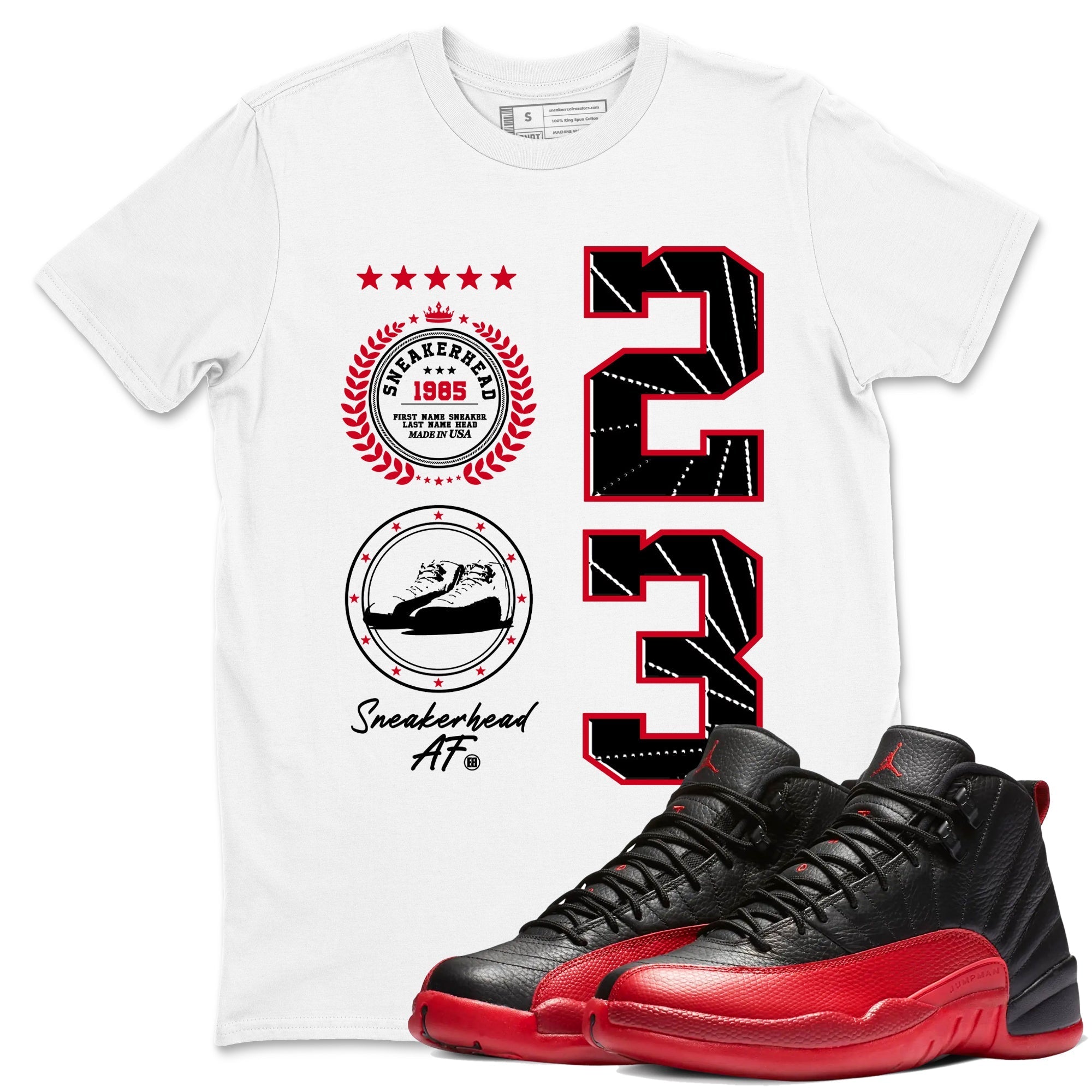 Sneaker Emblem Sneaker Tees - Air Jordan 12 Flu Game