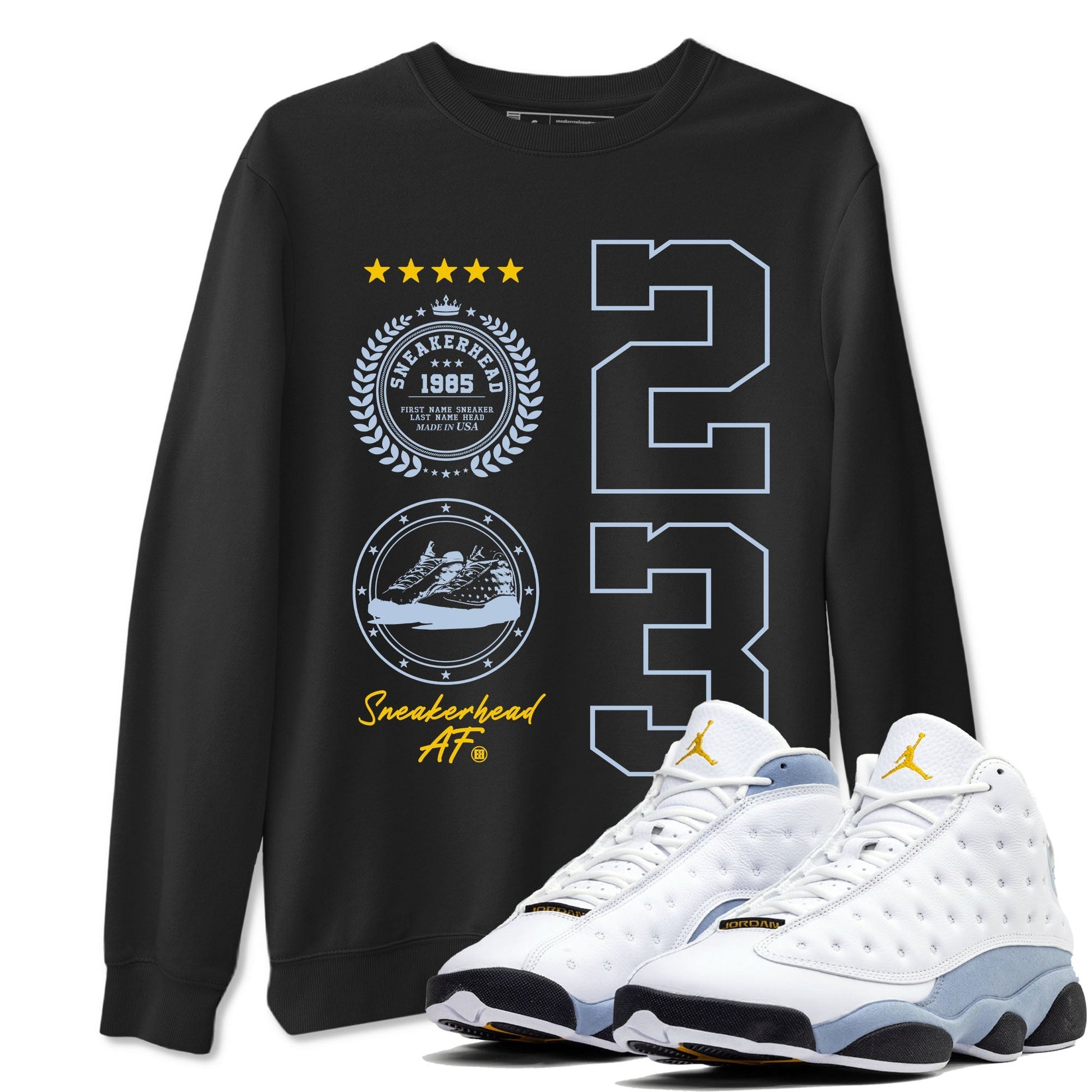 Sneaker Emblem Sneaker Tees - Air Jordan 13 Blue Grey