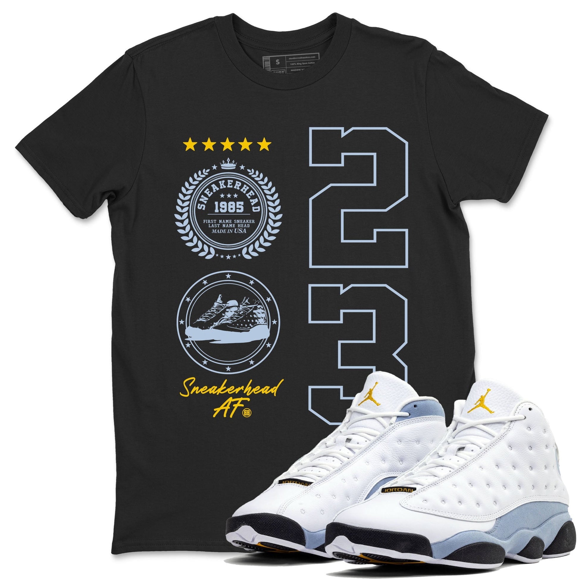 Sneaker Emblem Sneaker Tees - Air Jordan 13 Blue Grey