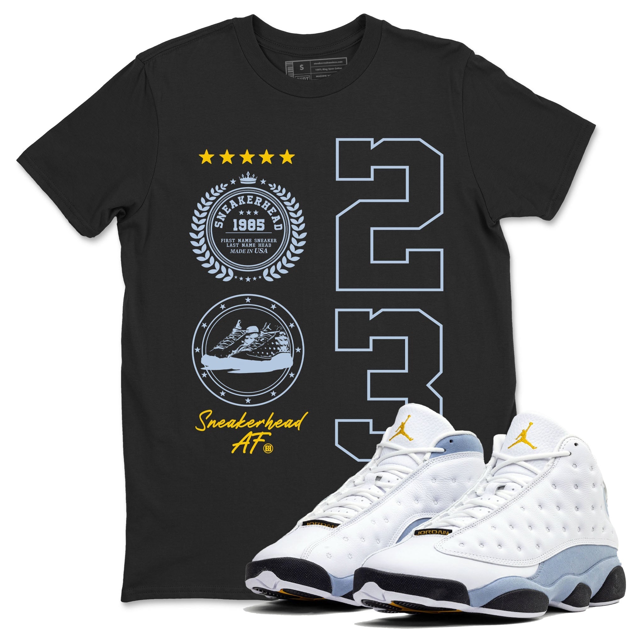 Sneaker Emblem Sneaker Tees - Air Jordan 13 Blue Grey