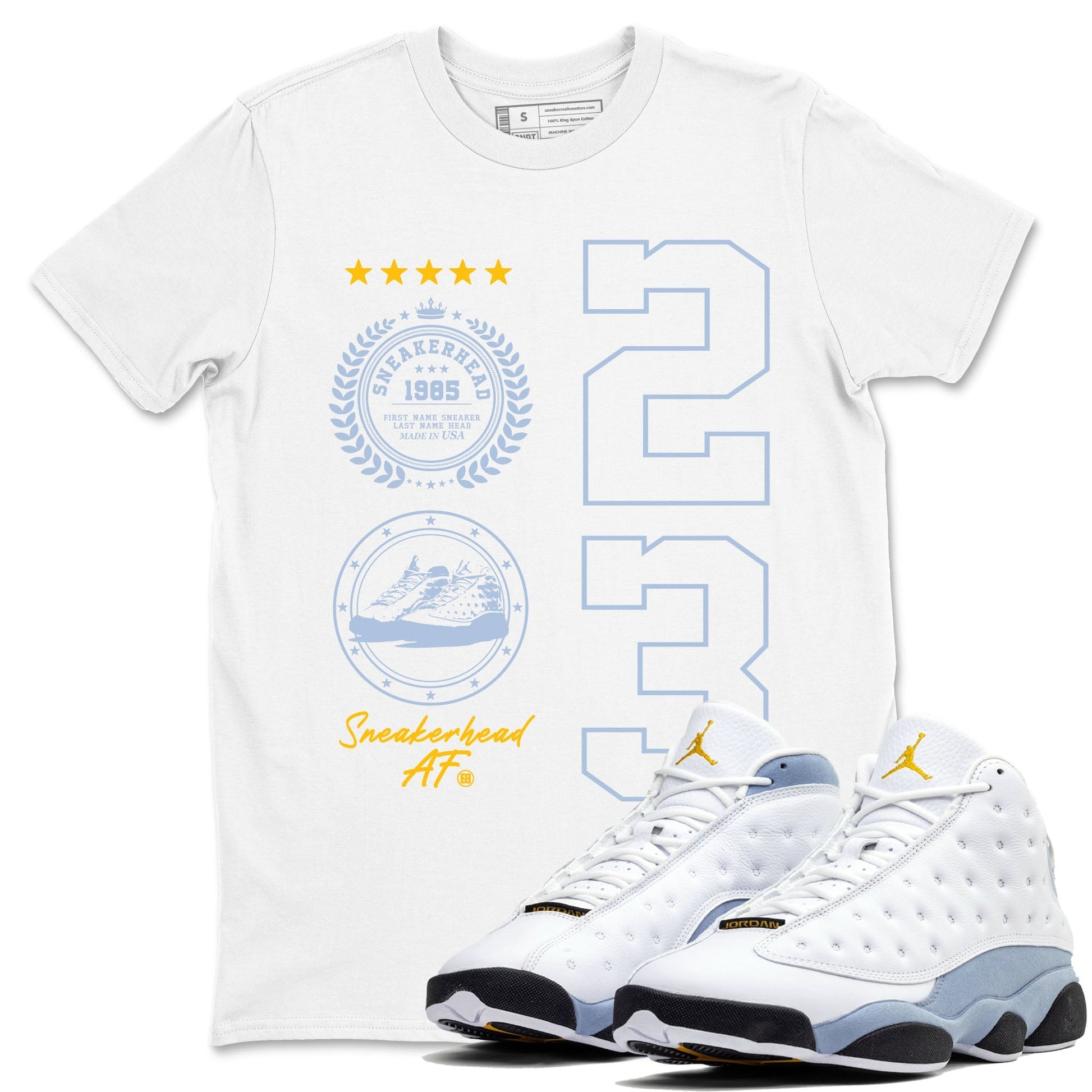 Sneaker Emblem Sneaker Tees - Air Jordan 13 Blue Grey