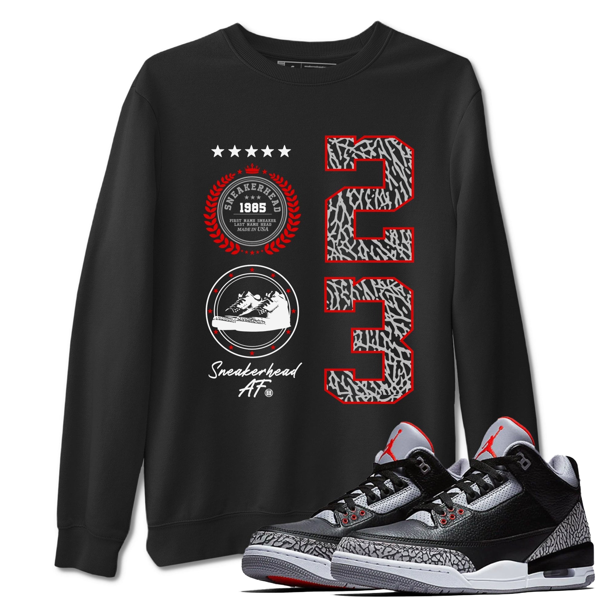 Sneaker Emblem Sneaker Tees - Air Jordan 3 Black Cement