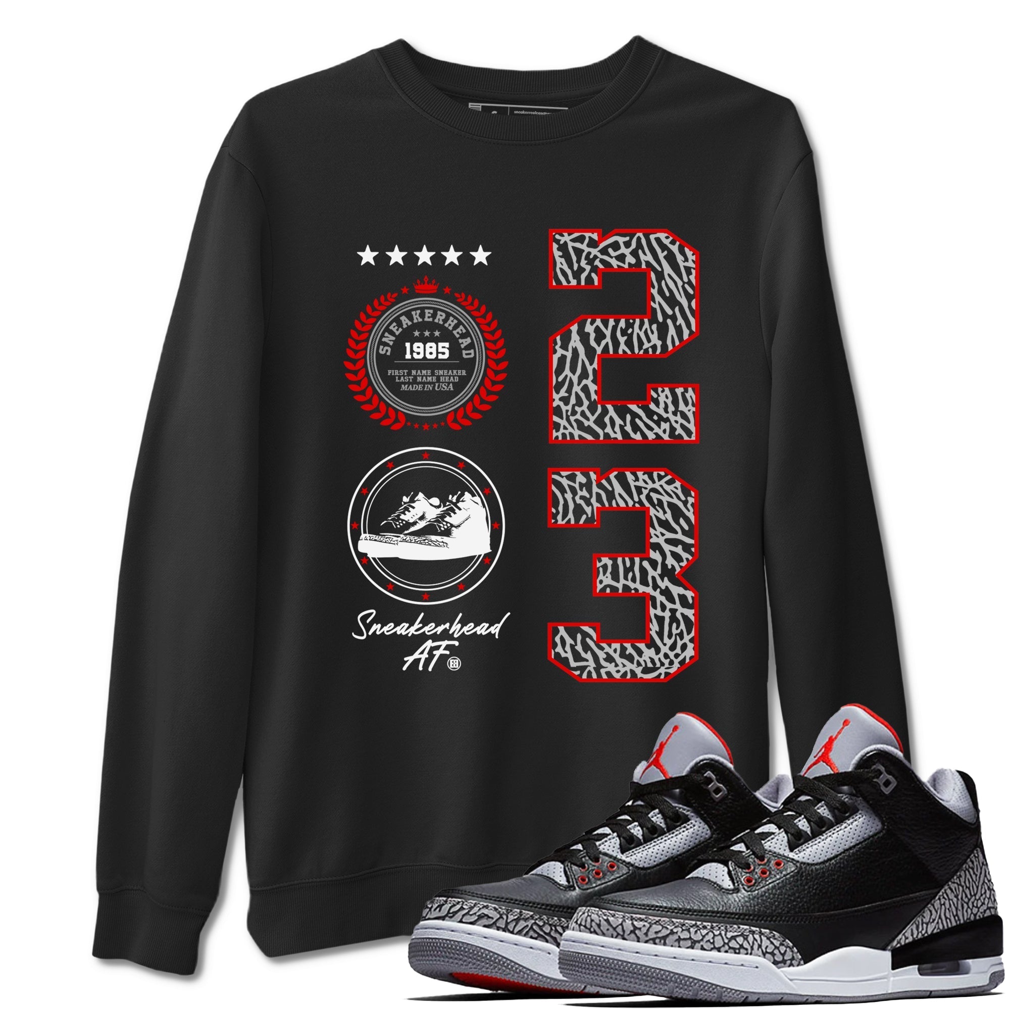 Sneaker Emblem Sneaker Tees - Air Jordan 3 Black Cement