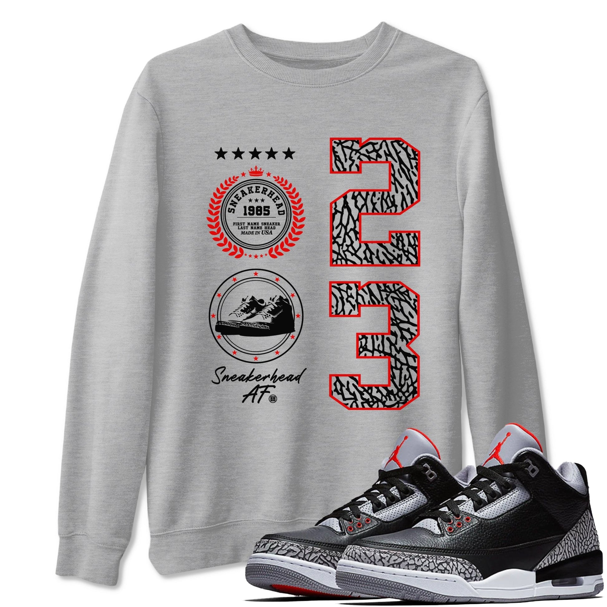 Sneaker Emblem Sneaker Tees - Air Jordan 3 Black Cement