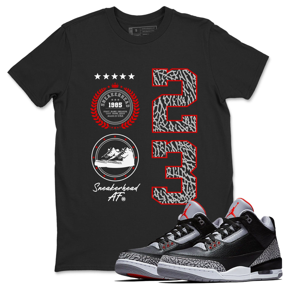 Sneaker Emblem Sneaker Tees - Air Jordan 3 Black Cement