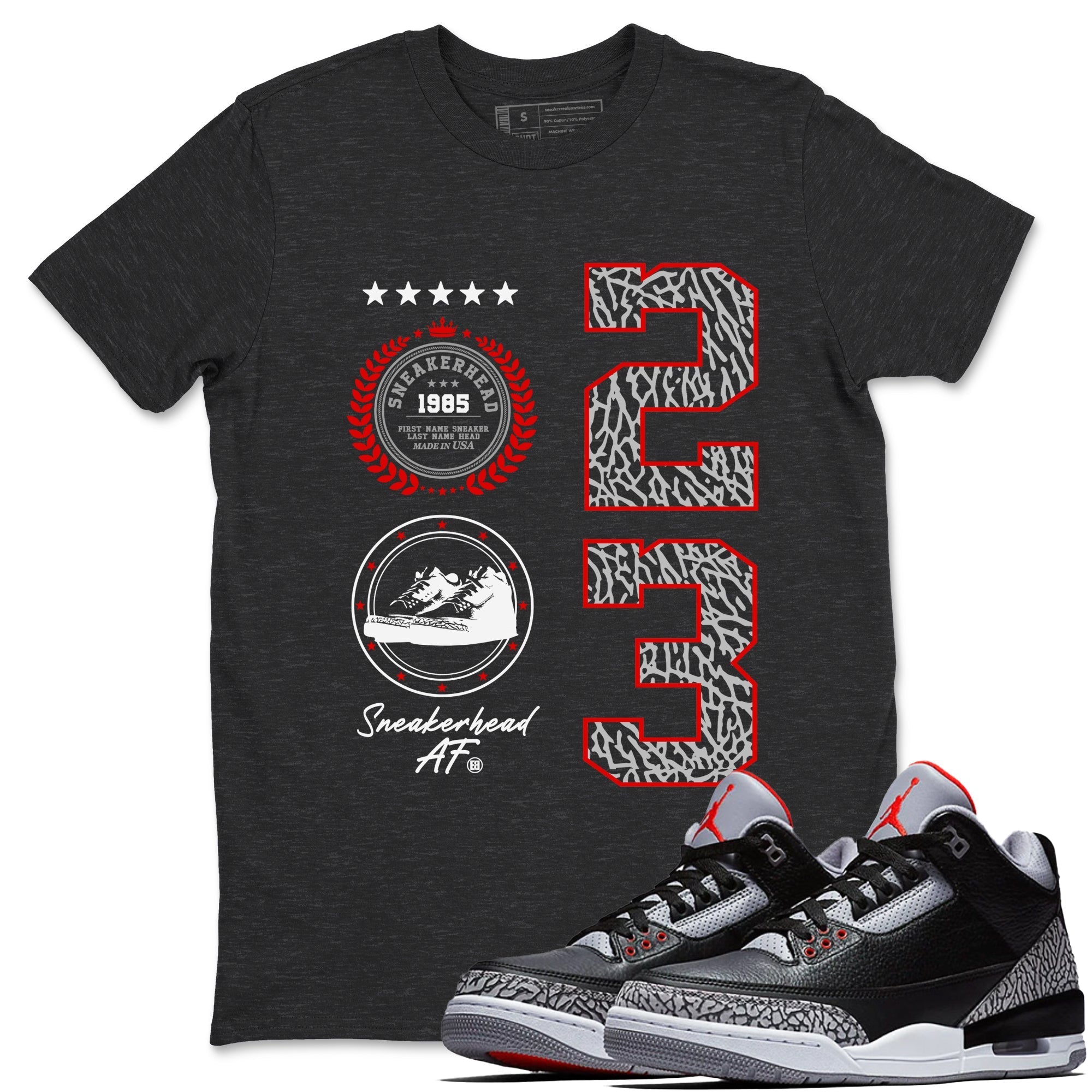 Sneaker Emblem Sneaker Tees - Air Jordan 3 Black Cement