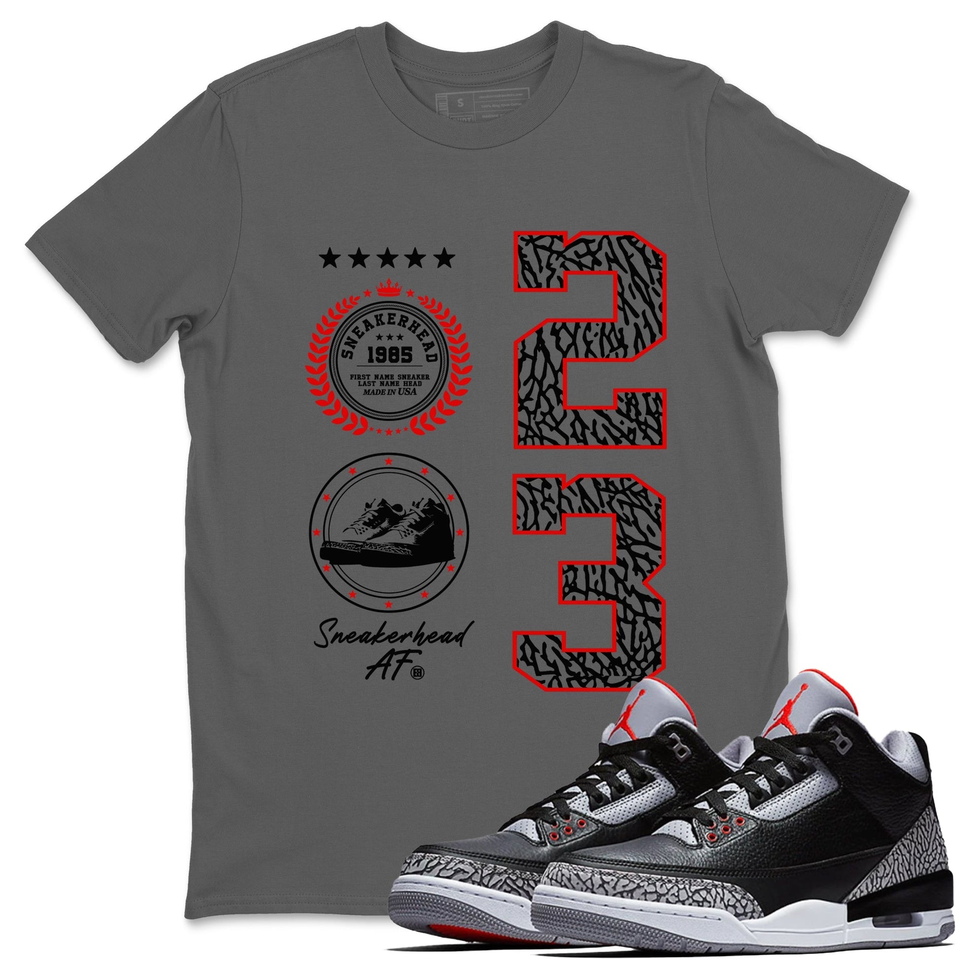 Sneaker Emblem Sneaker Tees - Air Jordan 3 Black Cement