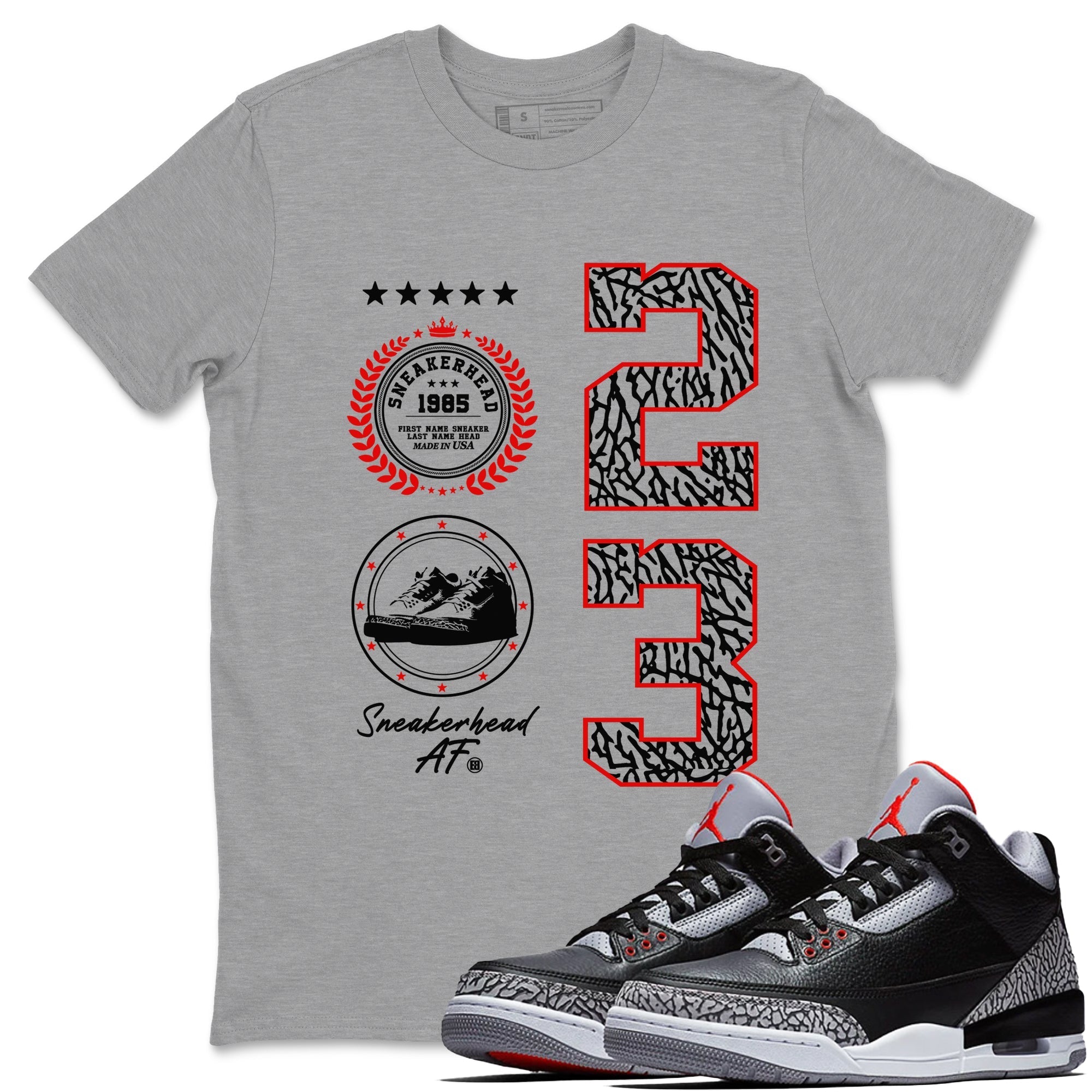 Sneaker Emblem Sneaker Tees - Air Jordan 3 Black Cement