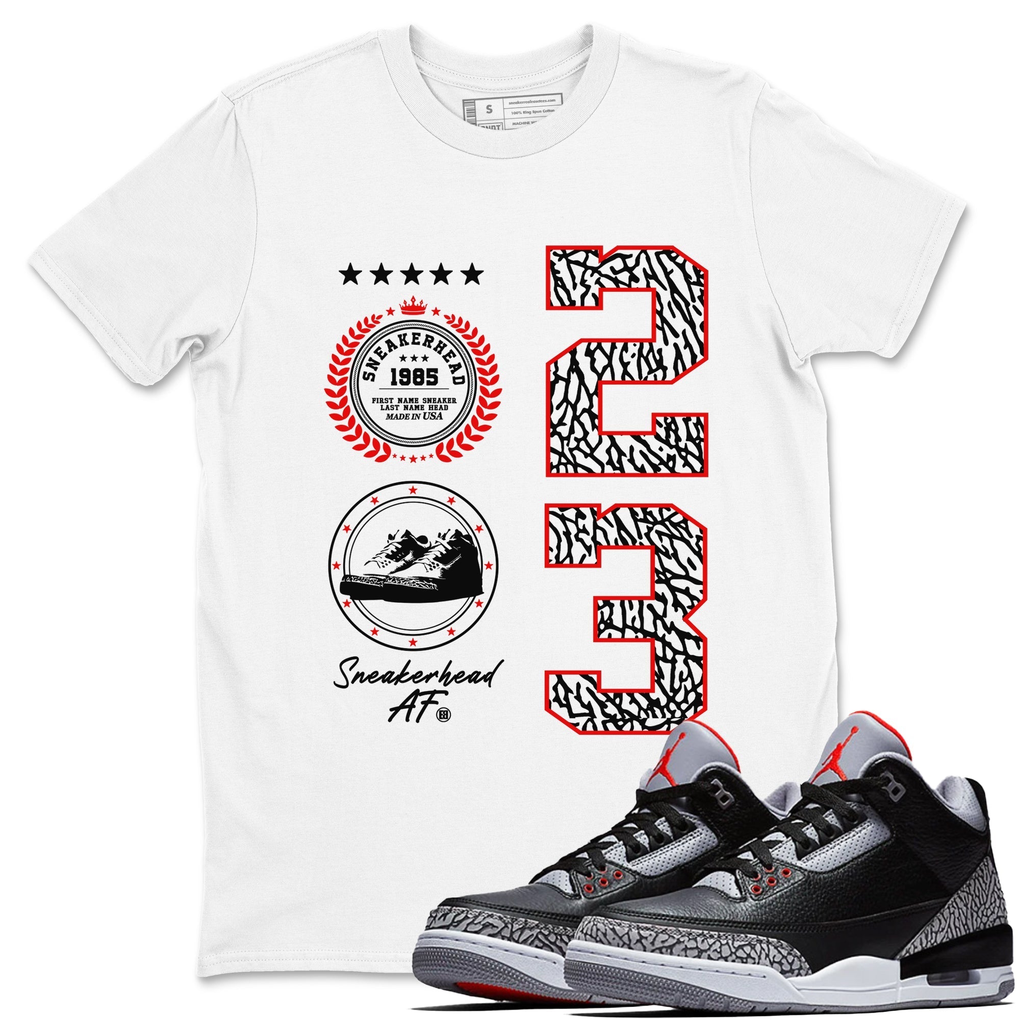 Sneaker Emblem Sneaker Tees - Air Jordan 3 Black Cement