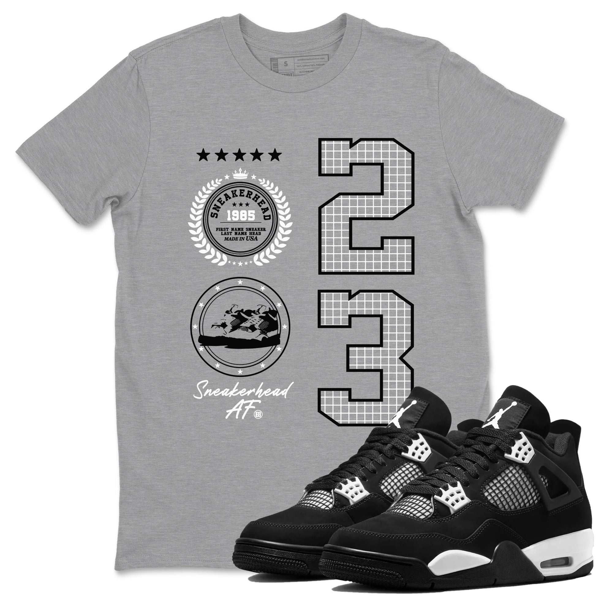 Sneaker Emblem Sneaker Tees - Air Jordan 4 White Thunder