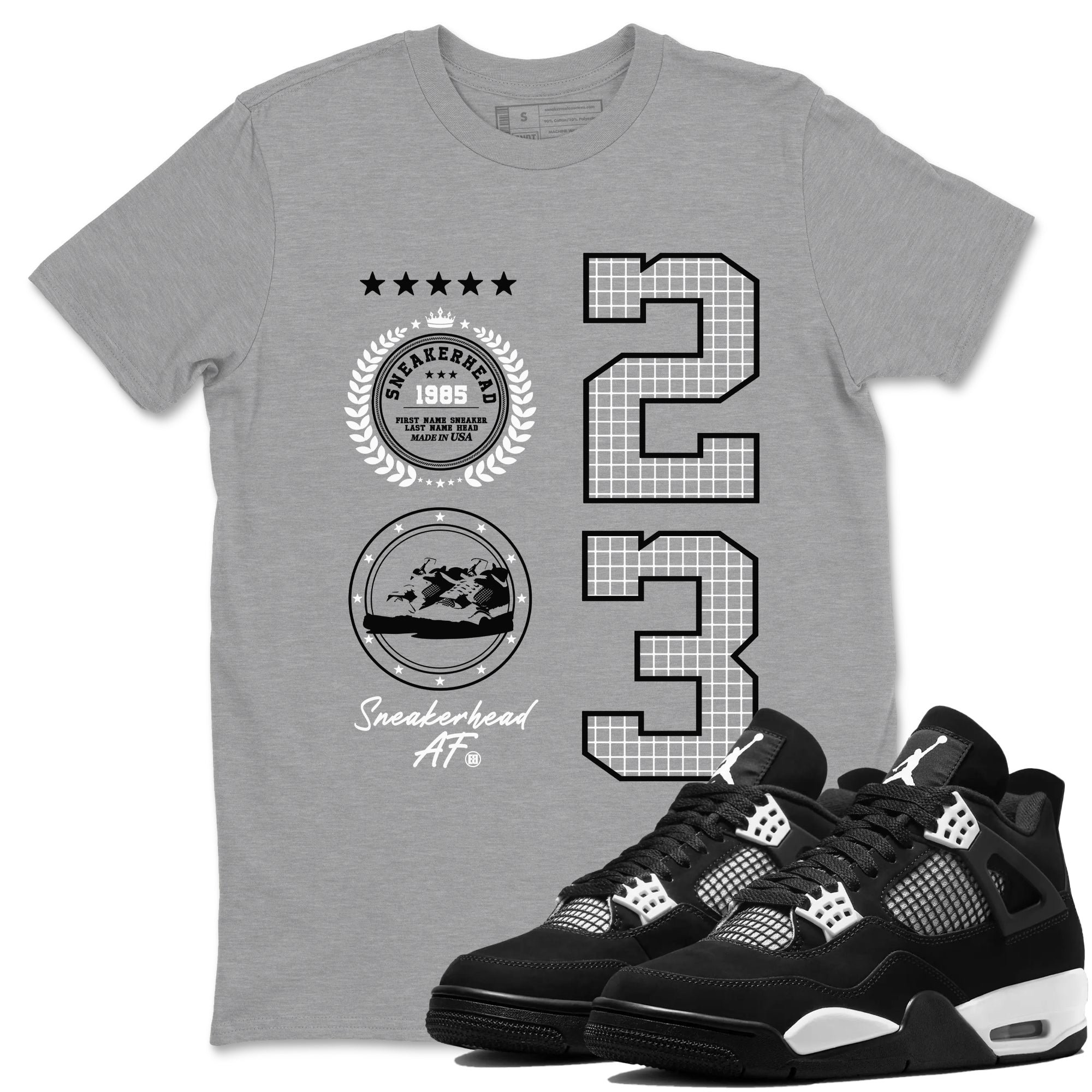 Sneaker Emblem Sneaker Tees - Air Jordan 4 White Thunder