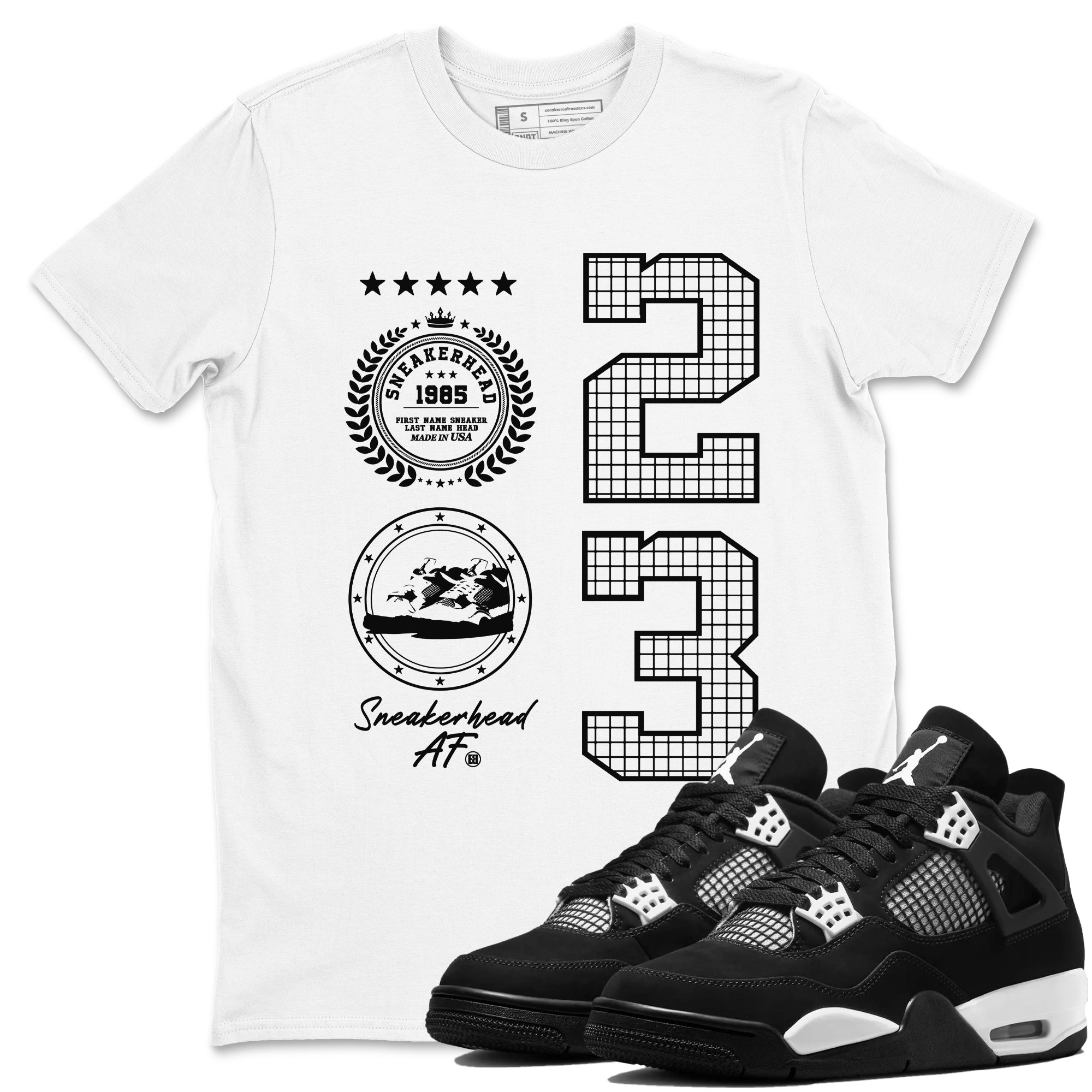 Sneaker Emblem Sneaker Tees - Air Jordan 4 White Thunder