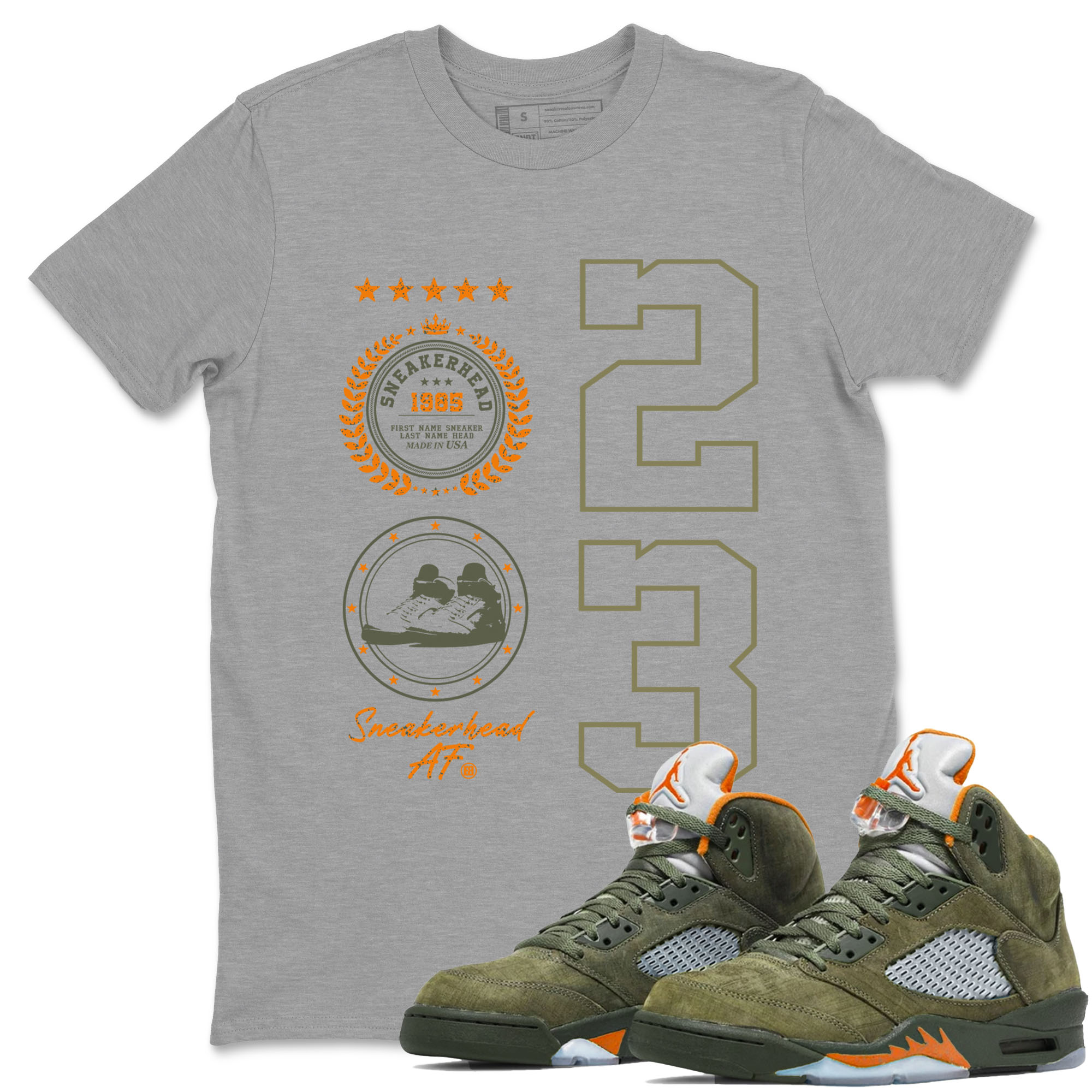 Sneaker Emblem Sneaker Tees - Air Jordan 5 Olive
