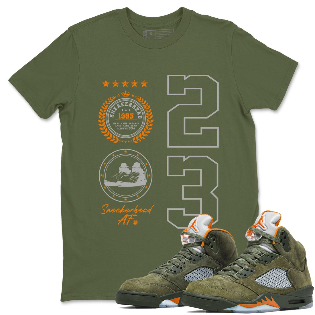 Sneaker Emblem Sneaker Tees - Air Jordan 5 Olive