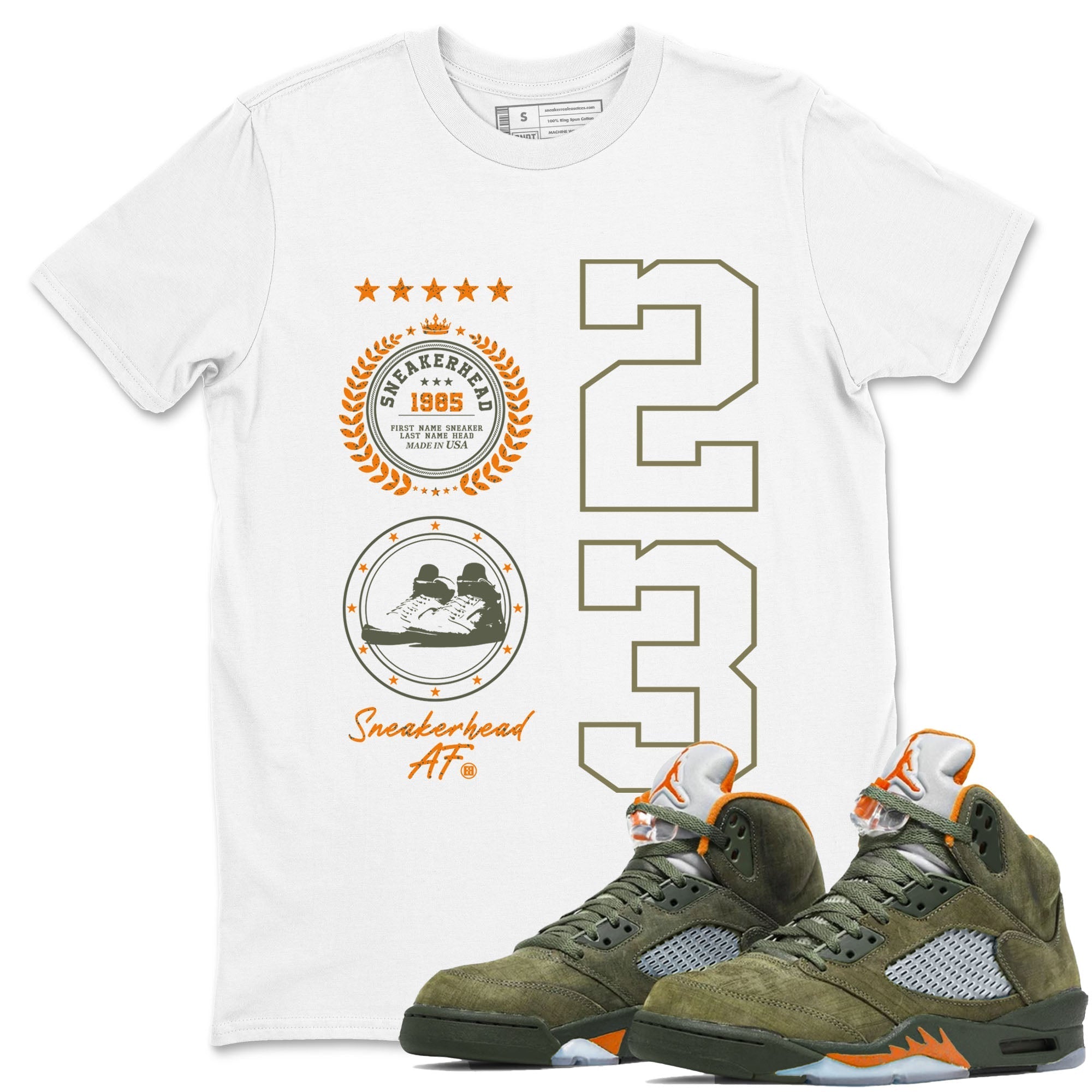Sneaker Emblem Sneaker Tees - Air Jordan 5 Olive